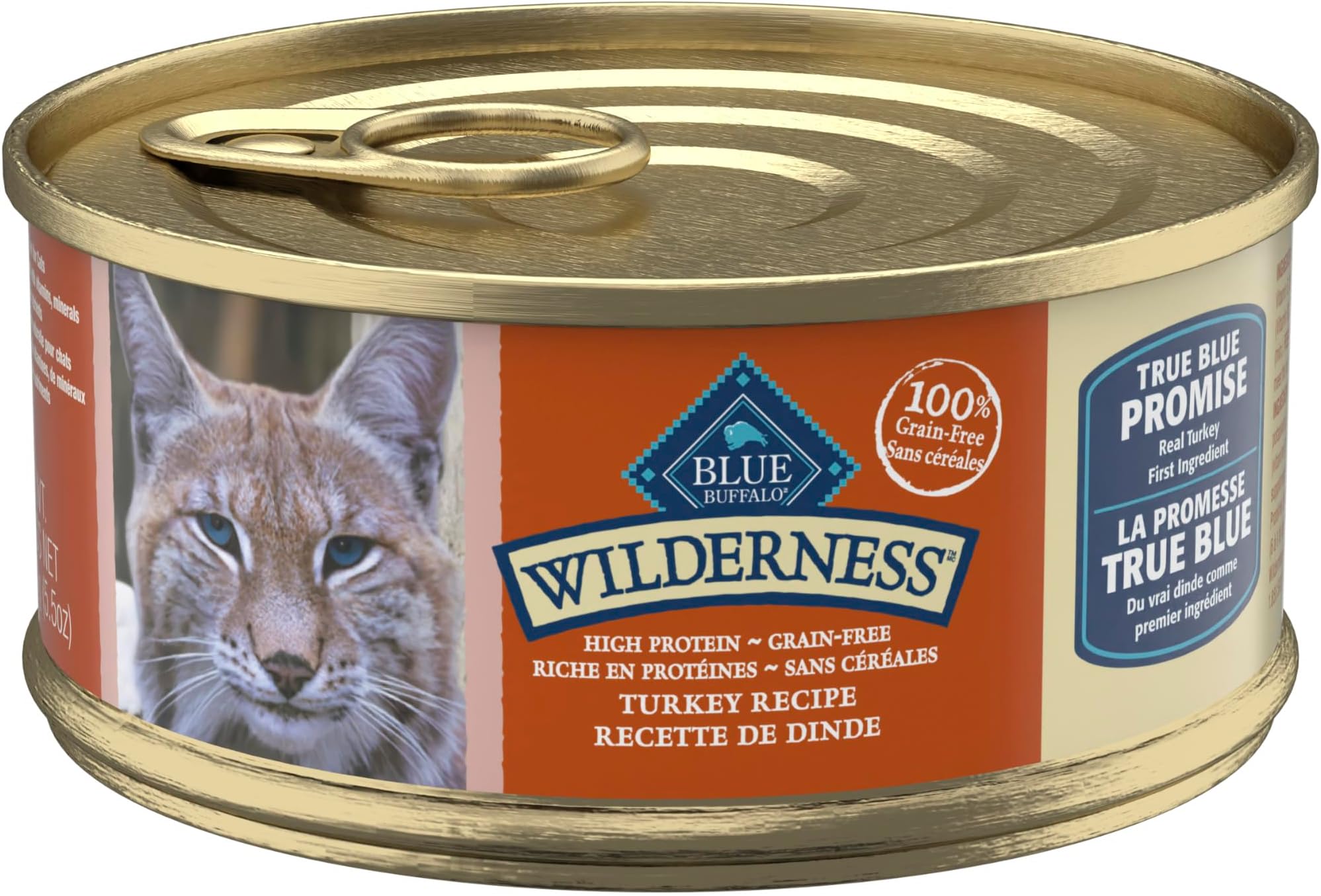 Blue Buffalo Wilderness Turkey Patรฉ Adult Wet Cat Food, 5.5 oz, 24 ct | Real Turkey #1 Ingredients, High Protein & Grain-Free Recipes, Supports Energy for an Active Life