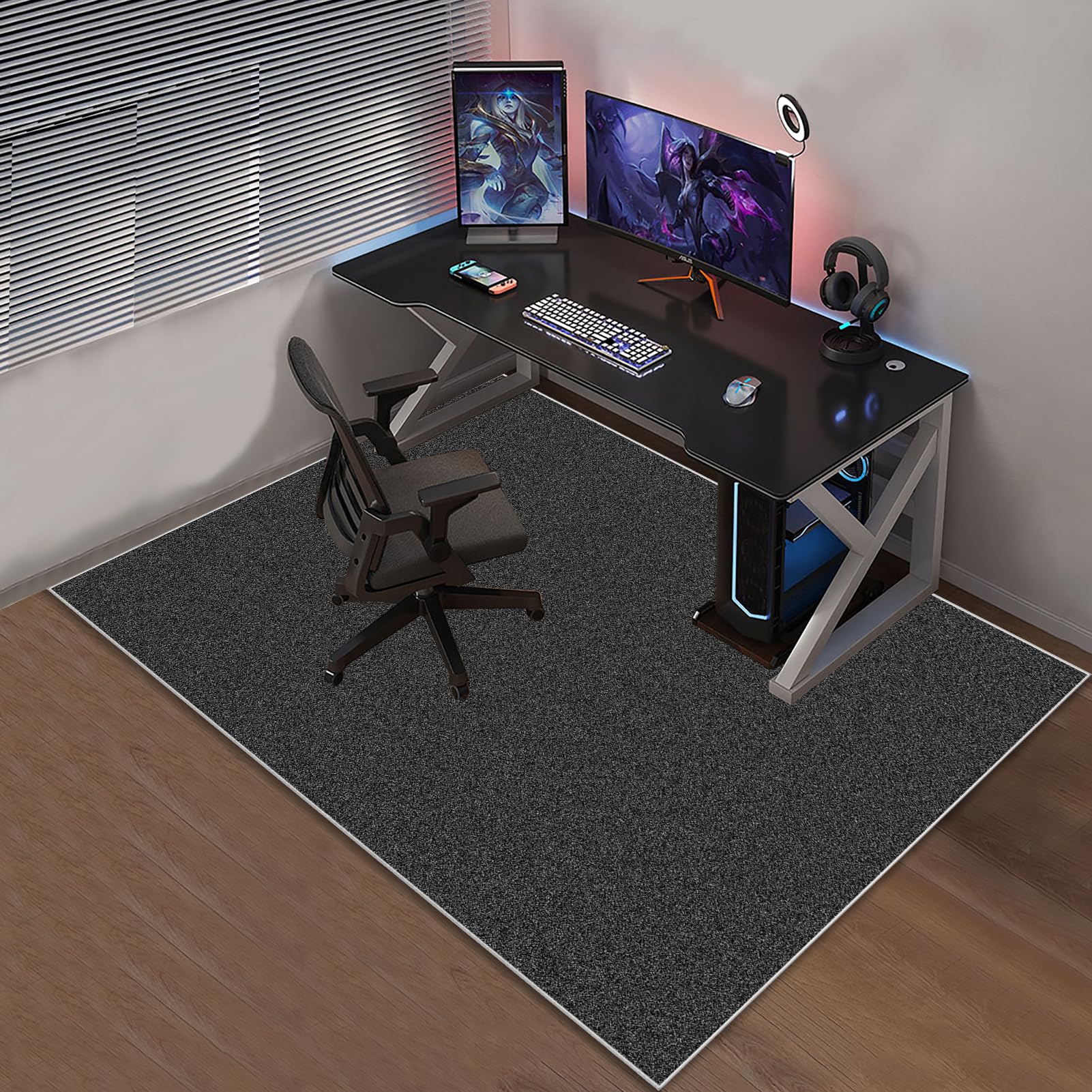 Xiaputcr Floor Mat for Office Chair Office Chair Mat for Hardwood Floor Non Slip Gaming Computer Chair Mat Multi-Purpose Floor Protectors for Rolling Chairs Carpet Protections Chair Mats 100 x 160 cm - Image 3