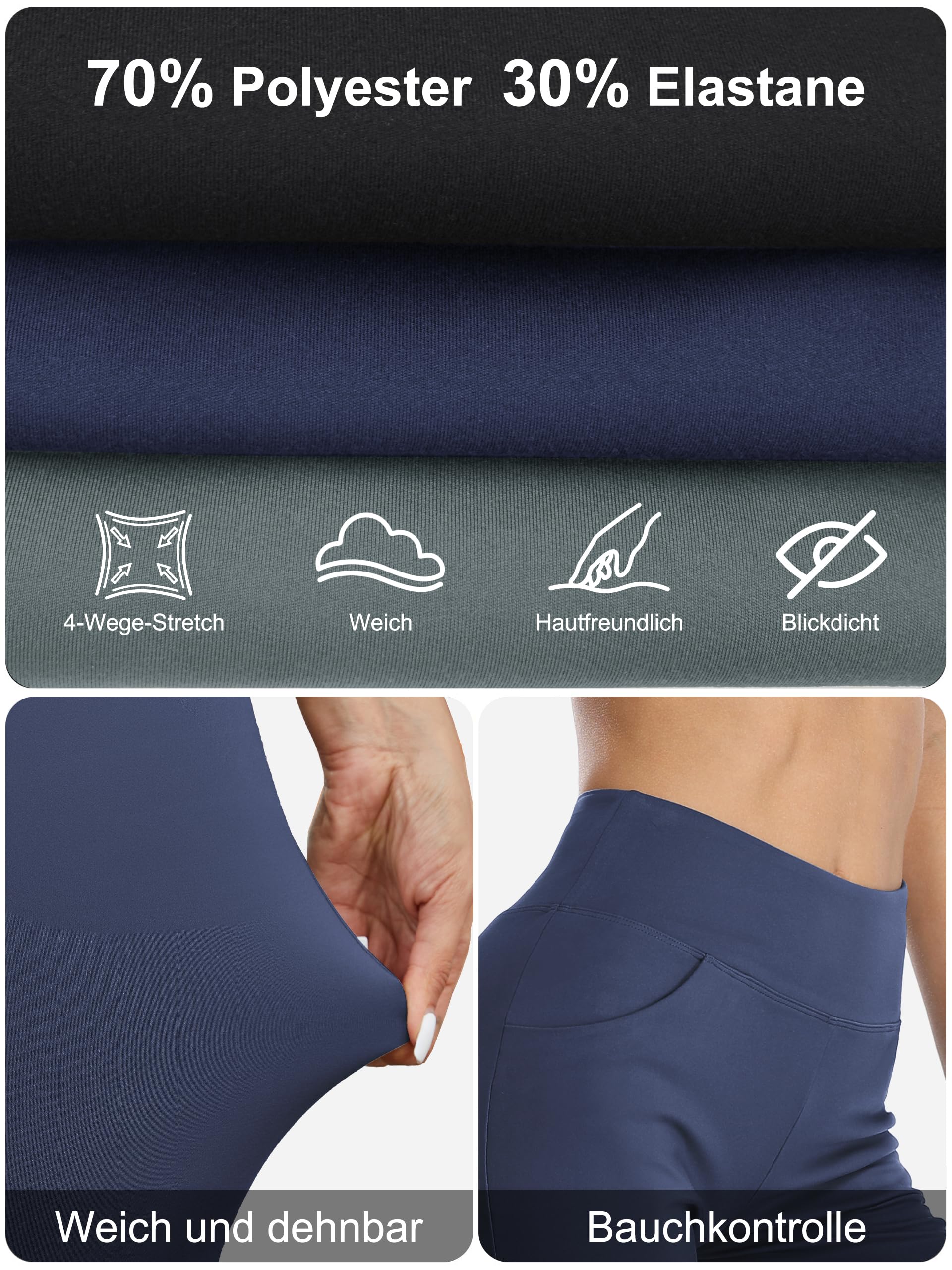 MOVE BEYOND Donna Pantaloni e Pinocchietti Bootleg da Yoga con 4 Tasche a Vita Alta Controllo di Pancia