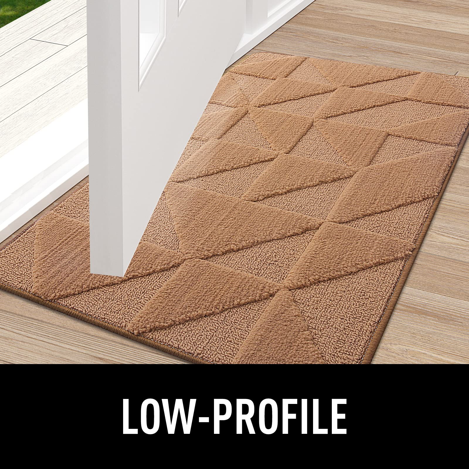 OLANLY Door Mats Indoor, Non-Slip, Absorbent, Dirt Resist, Entrance Washable Mat, Low-Profile Inside Entry Doormat for Entryway (32x20 inches, Brown)