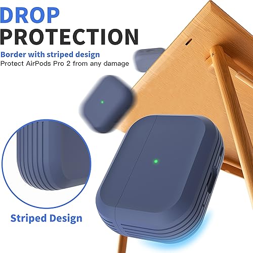 Miniatura 2 de DamonLight Funda para AirPods Pro 2 mejorada a prueba de golpes con cordón para Apple AirPods Pro de 2 generación 2022 lanzada (azul medianoche)