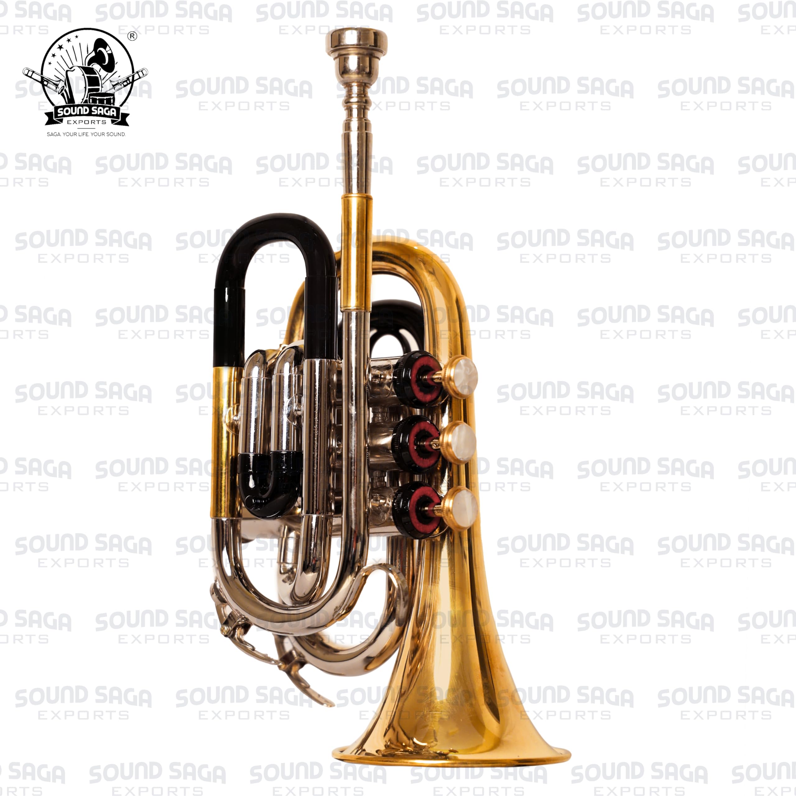 Instrumento de latón para trompeta de bolsillo Bb | Instrumento hecho a mano con precisión | Ideal para estudiantes, orquesta, conciertos y principiantes | Boquilla y funda de transporte dura incluida