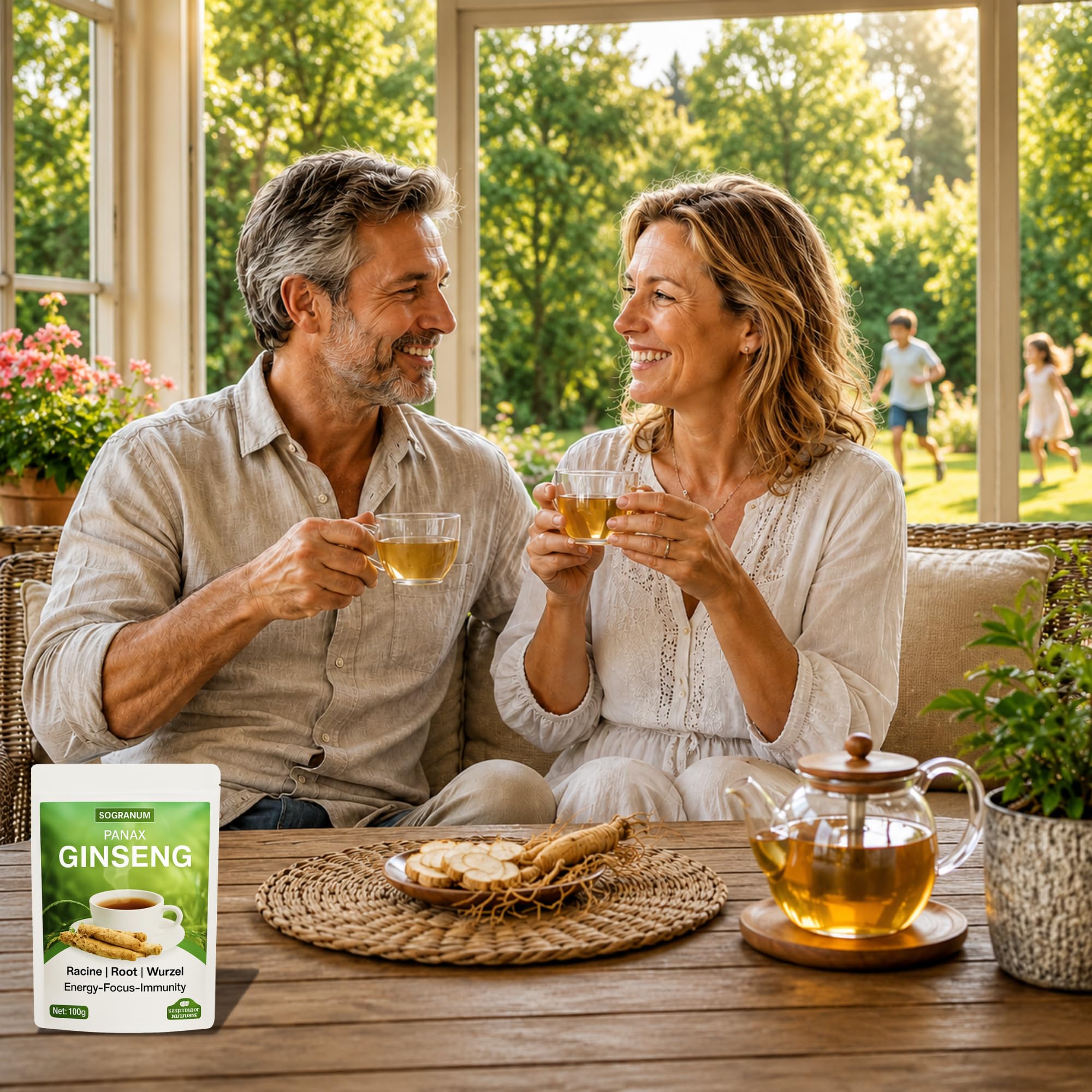Ginseng racine entière | Détox Tisane: Énergie, Vitalité, Focus, Gestion Stress, Renforce le système immunitaire | Plante traditionnelle thérapeutique asiatique millénaire | 100g
