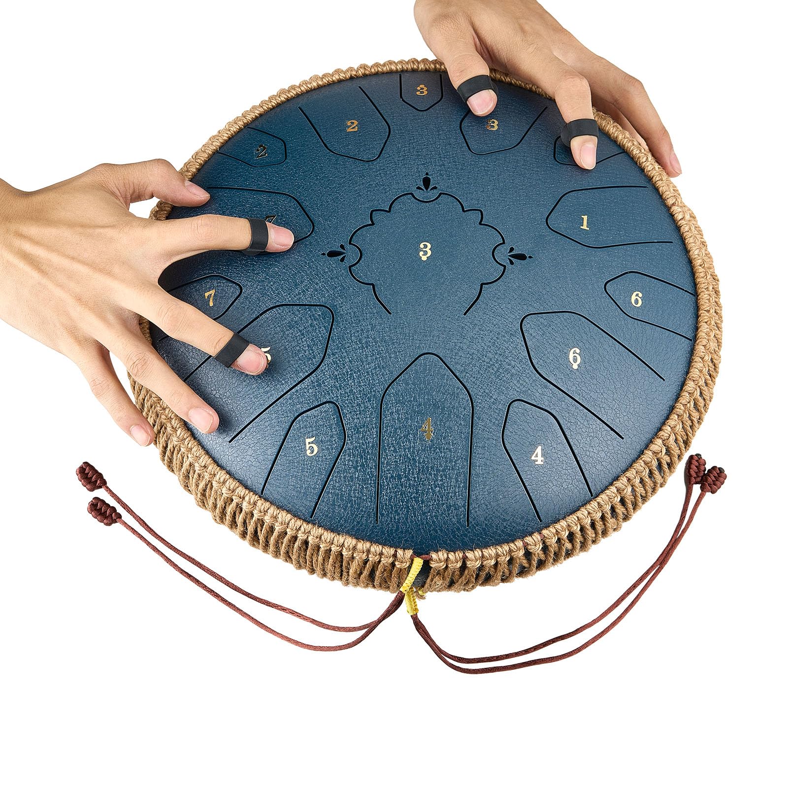 VEVOR Tamburo a Lingua d'Acciaio, Tamburo a Pioggia da 330 mm e 15 Note per Giardino Esterno, Tamburi Musicali in Do Maggiore con Libro di Musica e Bacchette, Strumento a Percussione, Blu Navy