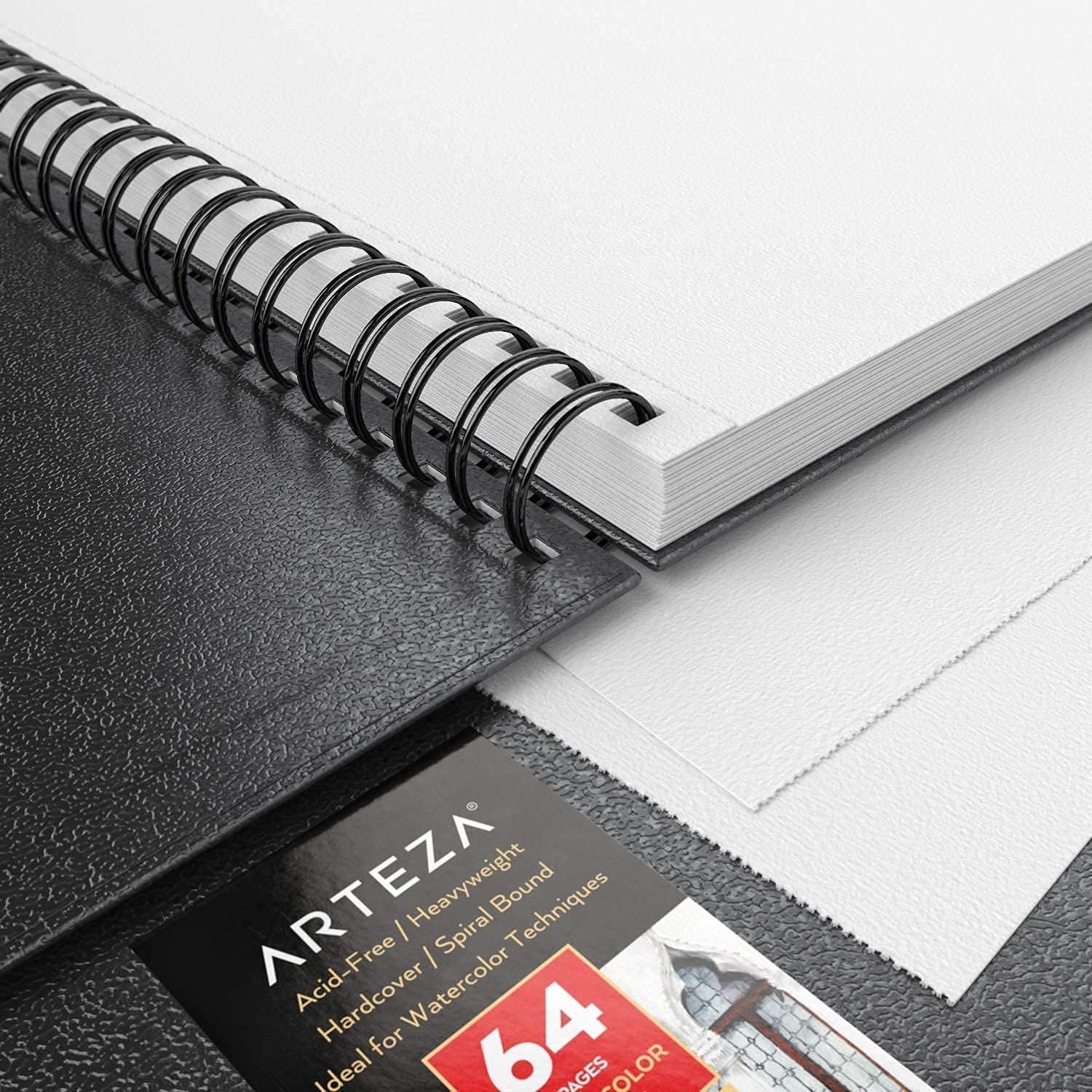 Arteza Watercolor Paint Set and Black Hardcover Watercolor Sketchbooks Bundle, Painting Art Supplies for Artist, Hobby Painters & Beginners