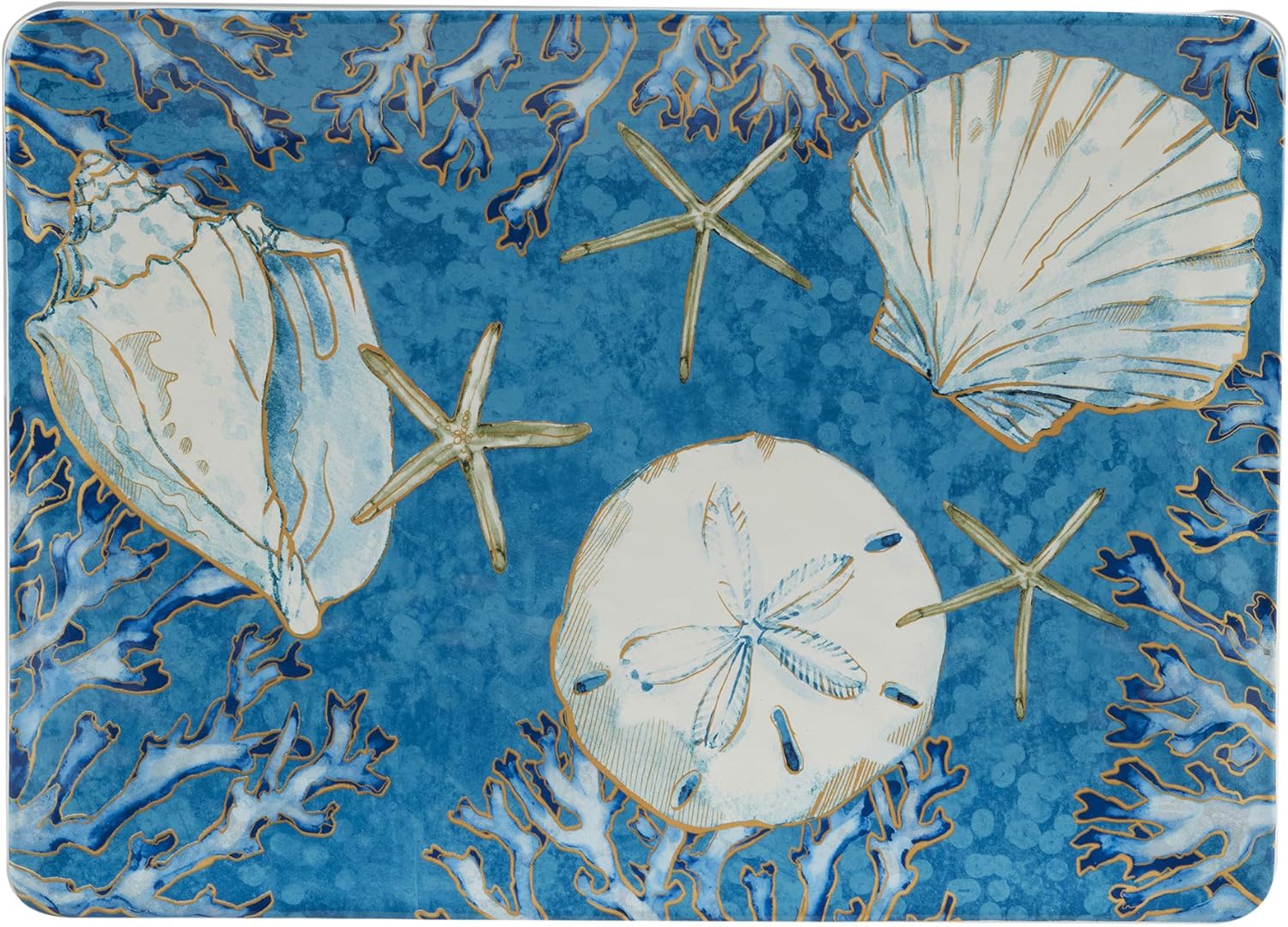 Certified International Playa Shells Rectangular Platter, Gold Large