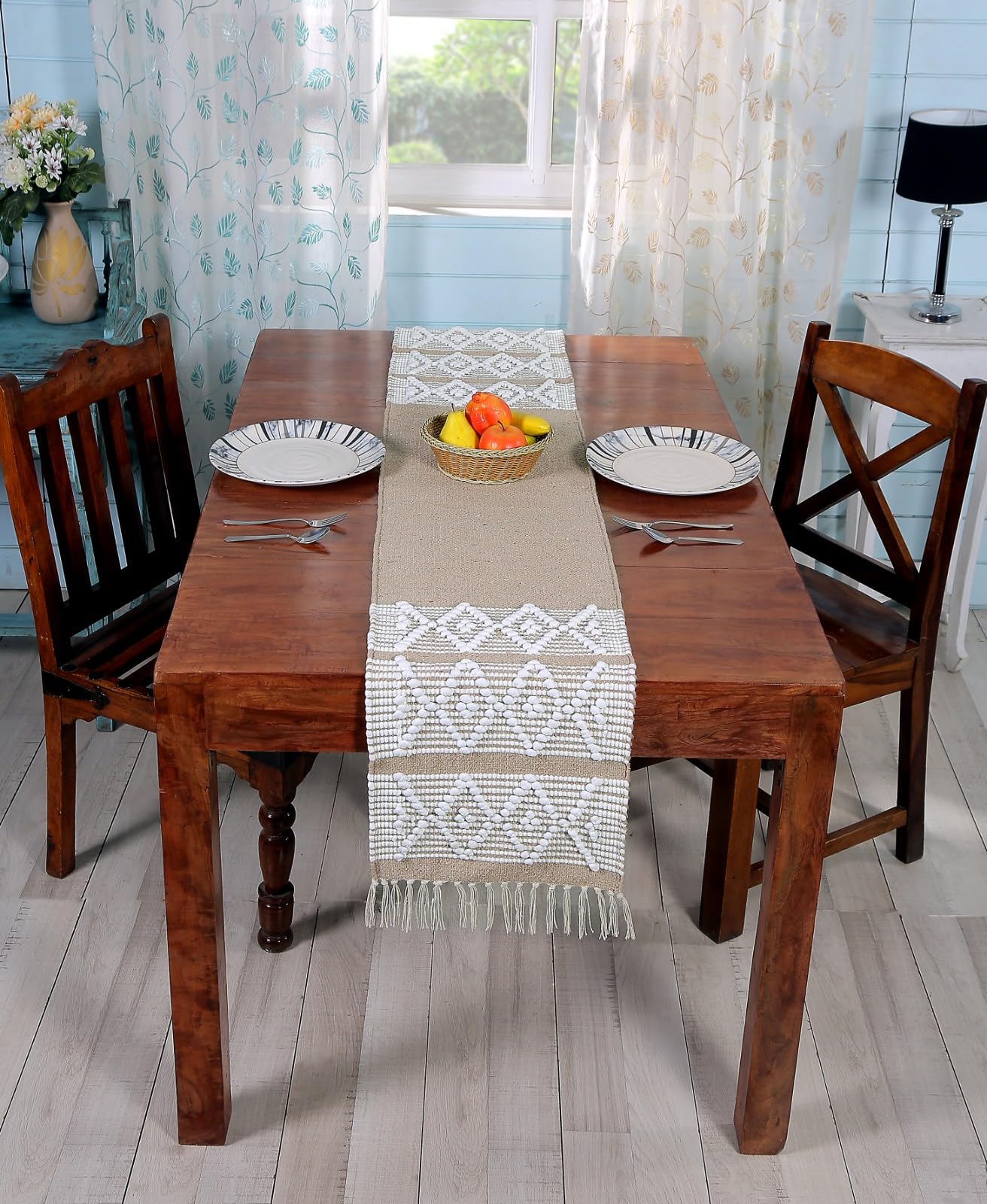 Elegant Cotton Table Runner - White -9