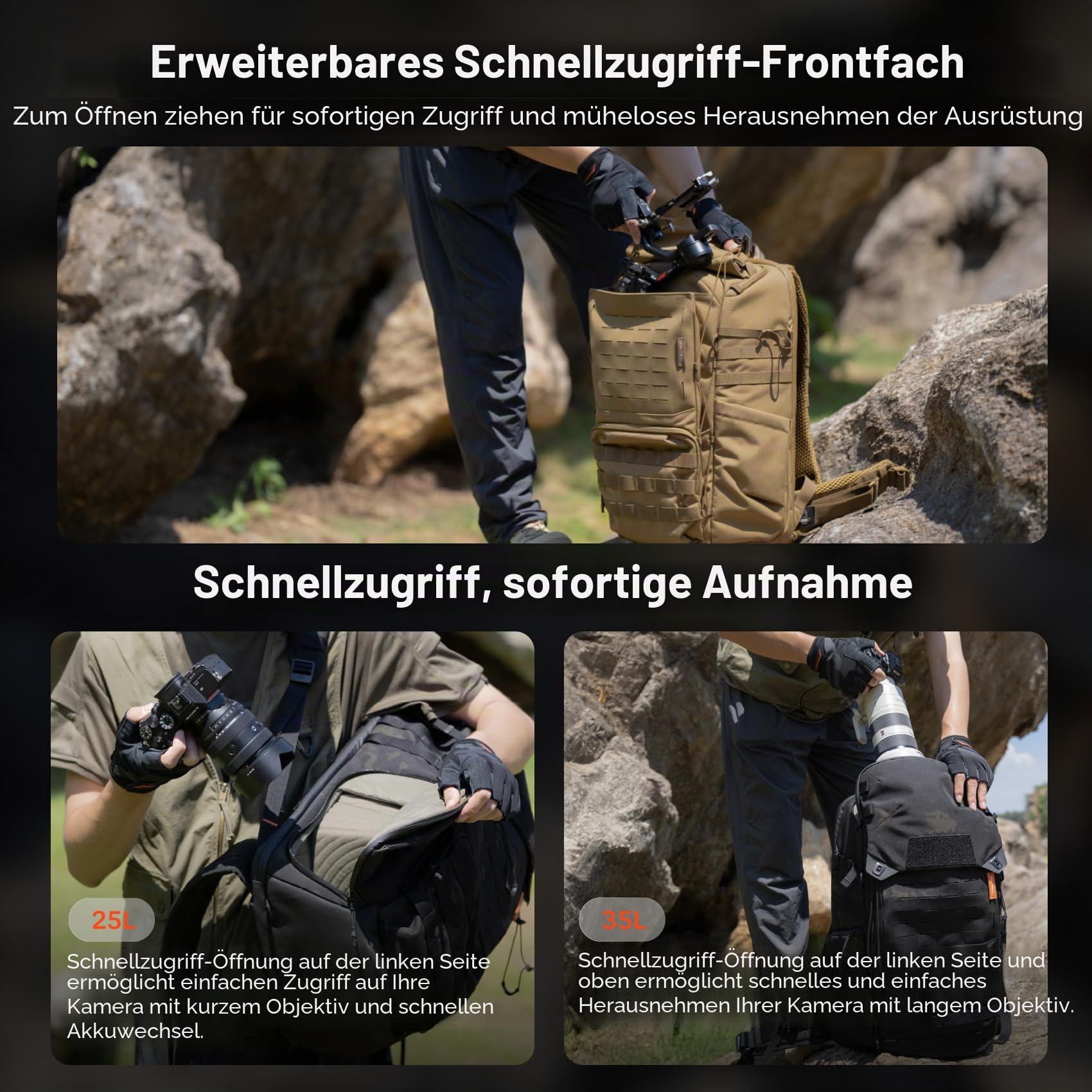 PGYTECH OneMo TAC Kamerarucksack 35L+ OneMo Kamera Hüftgurt