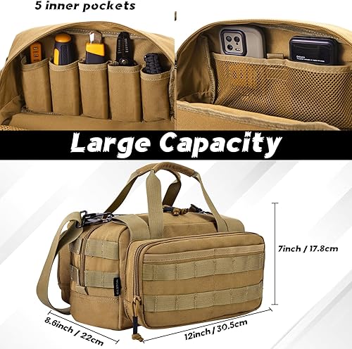 Miniatura 2 de MOZETO Bolsa de herramientas de 12 pulgadas, bolsa de herramientas táctica pequeña resistente al agua, bolsas de herramientas con asa duradera