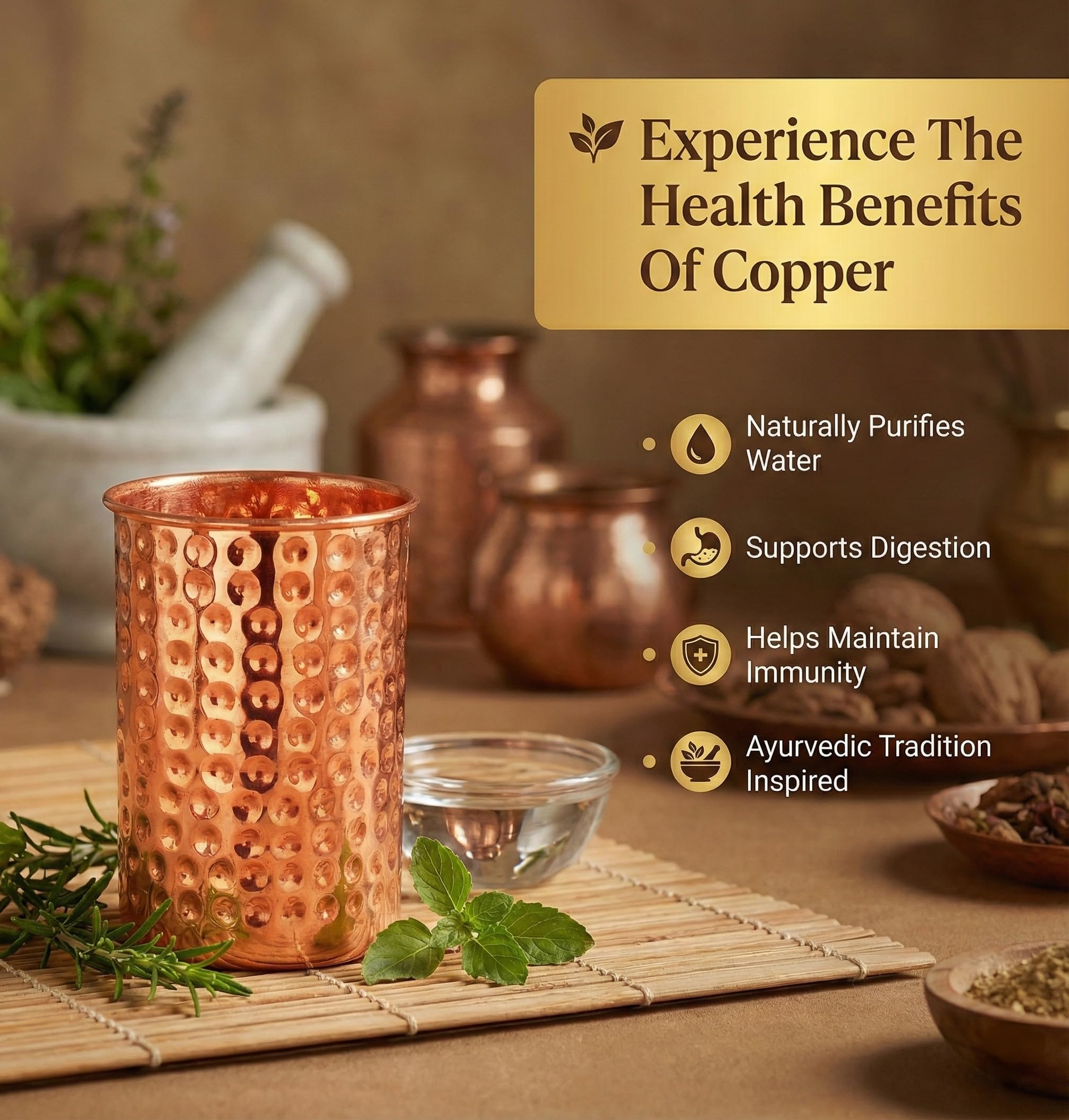 Journal -G House Of Copper Real Copper Cups - Pure Copper Drinking Mugs, Copper Glasses & Coffee Mugs - Perfect Gifts New Set of 2