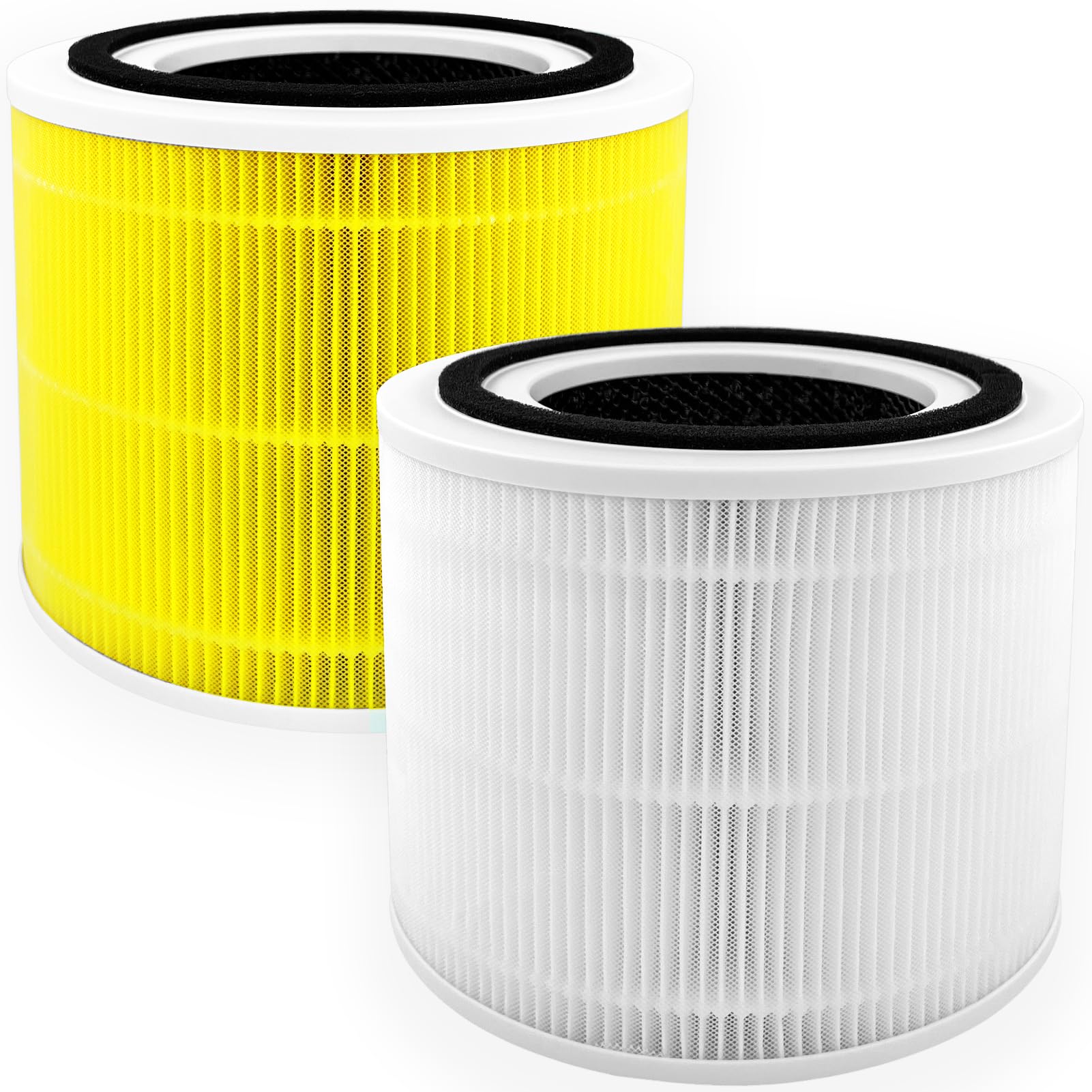 Replacement Filter for LEVOIT Core 300 and Core 300S Air Purifier, 3-in-1 HEPA, High-Efficiency Activated Carbon, Part Core 300-RF and Core 300-RF-PA, 1 White and 1 Yellow