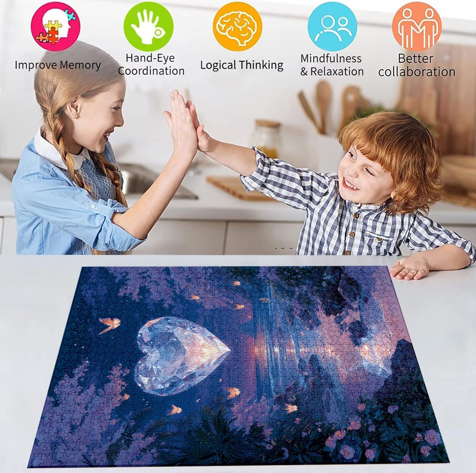 Puzzle 5000 elementów, 3 4 5 lat miłosne puzzle 6 7 8 lat zrównoważone gry edukacyjne z wysokiej jakości drewnianymi motywami dla dorosłych do zabawy rodzinnej układanki jezioro zabawa, 2026 prezent