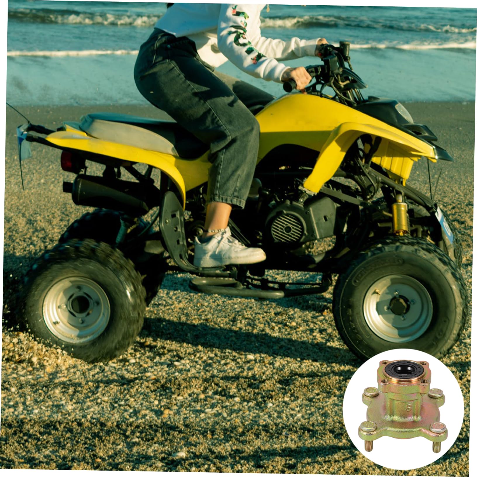 Cabilock Mozzo Ruota Anteriore ATV e Go Kart in Ferro Oro Distanza Fori 88mm e 4 Fori per Installazione Facile e Fissaggio Sicuro Adatto a Spiagge e Aree Selvagge