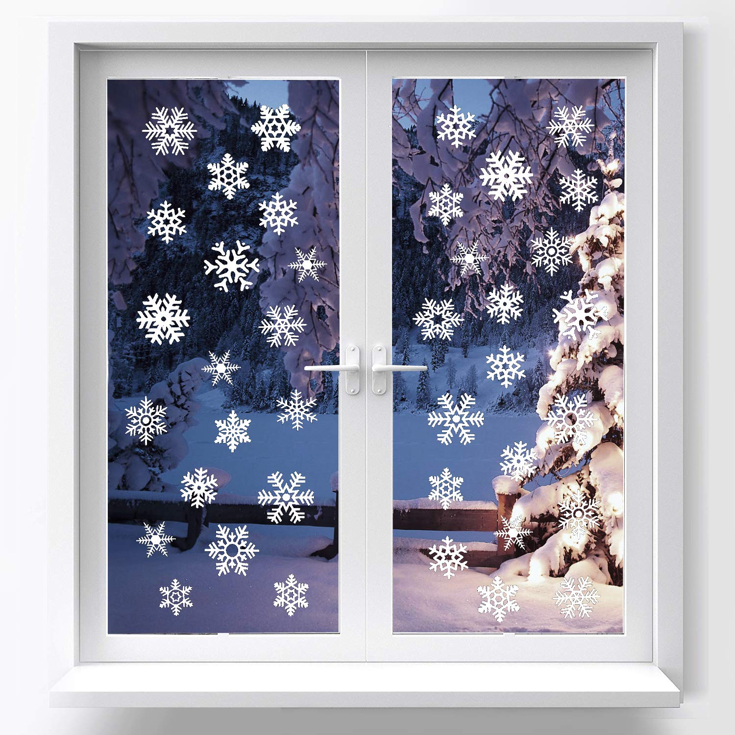 DERAYEE 48 Pieces Window Sticker Static Snowflakes Stickers Clings for Christmas Window Decoration