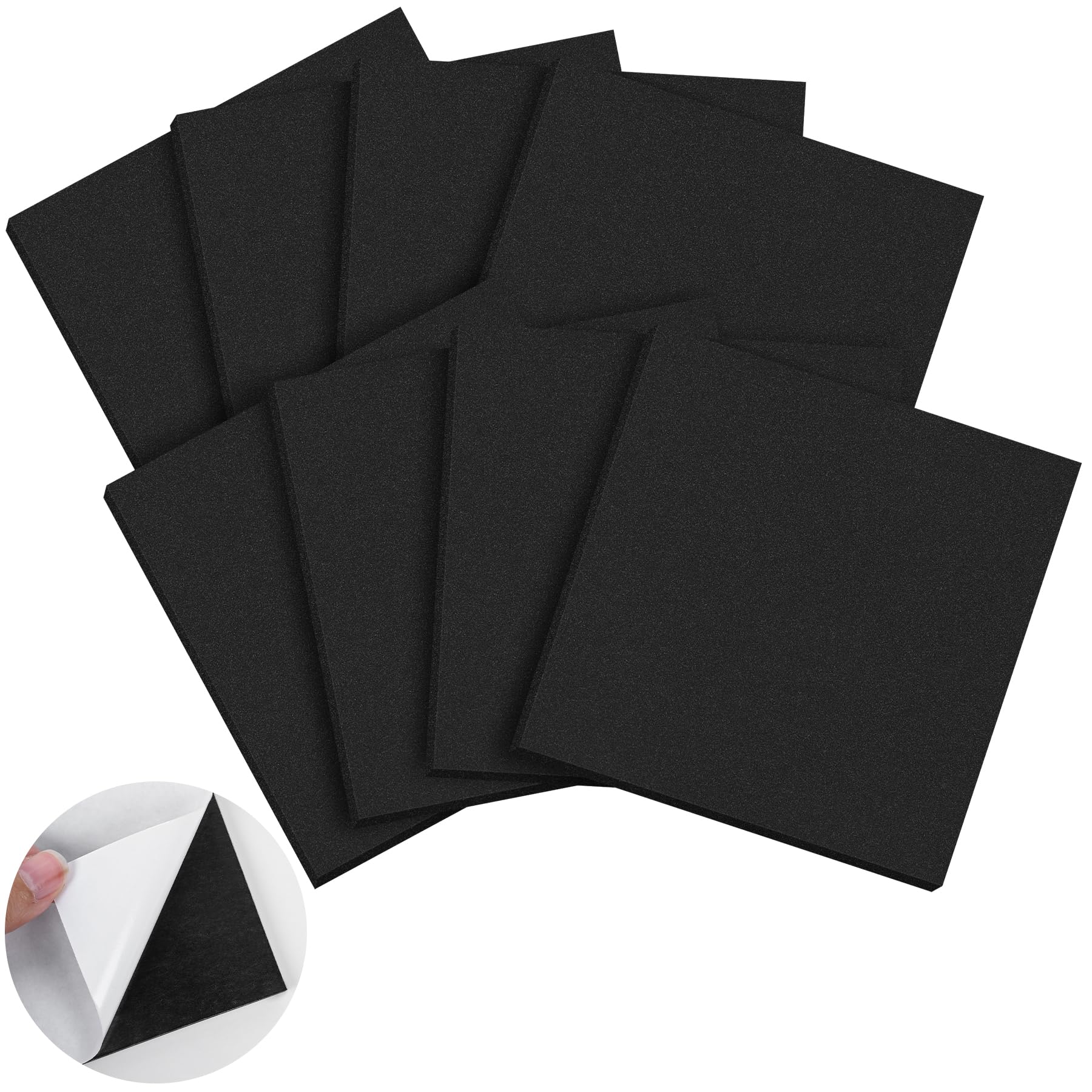 ToLanbbt 8 PCS Adhesive Foam Padding Sheets Closed Cell Neoprene Foam Sheet 1/4" Thick, 6" x 6" Self Stick Insulation Anti Vibration Pads Anti-Slip
