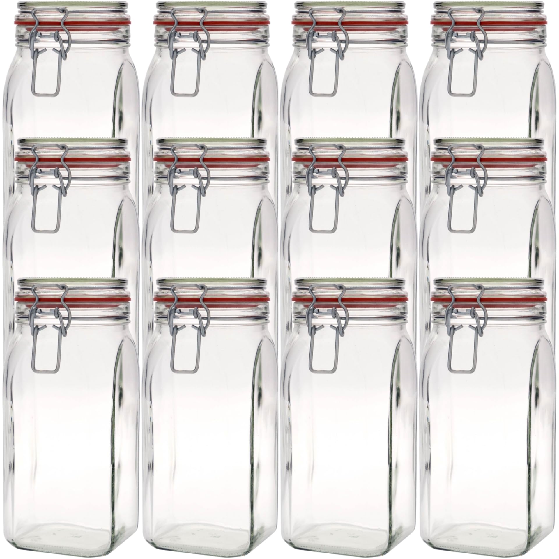 12 Drahtbügelgläser 1540ml | luftdichte Vorratsgläser, Einmachgläser | Ideal zur Aufbewahrung von Lebensmitteln in der Küche | Mehl, Zucker, Kaffee, Pasta, Reis, Müsli | Made in Germany