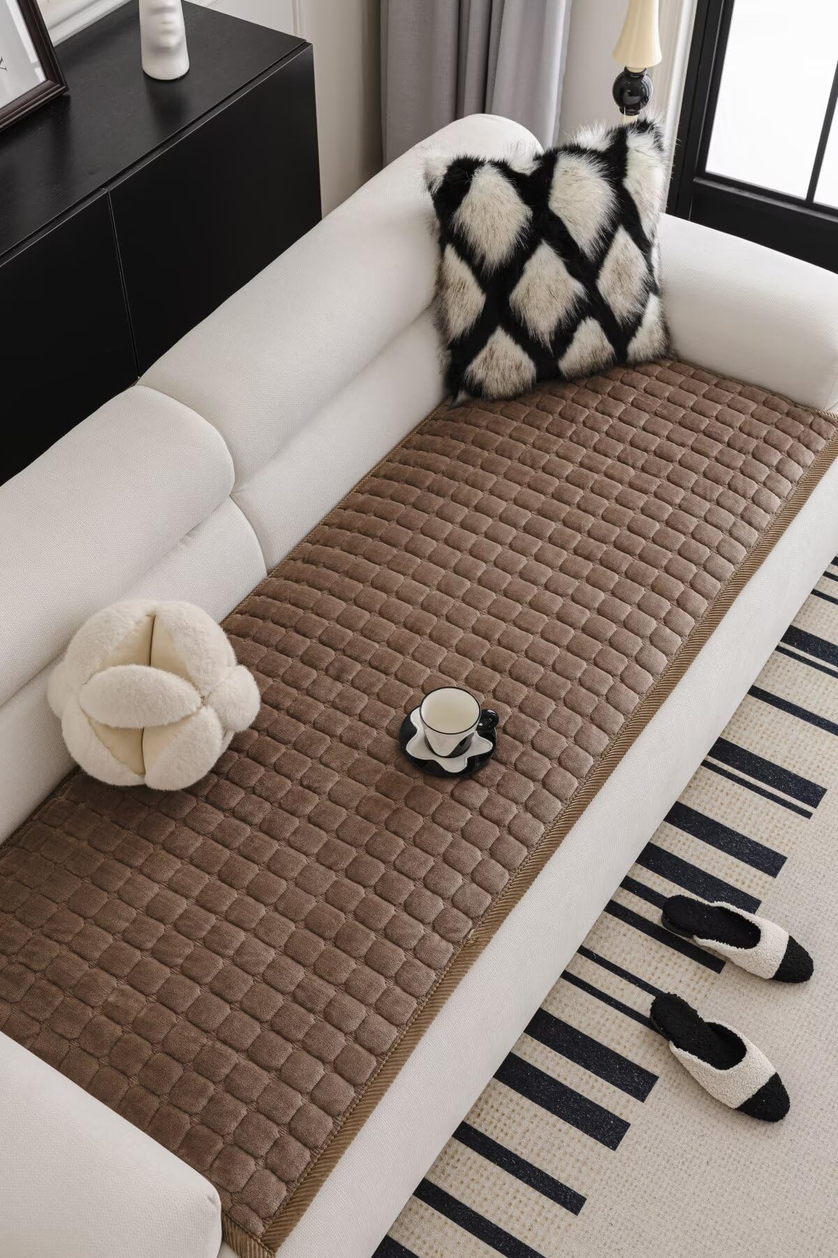 QHAIYYBF New Non-Slip Sofa Covers 1 2 3 Seater, Soft Flannel Sofa Covers Washable Sofa Slipcovers L Shape Furniture Protector