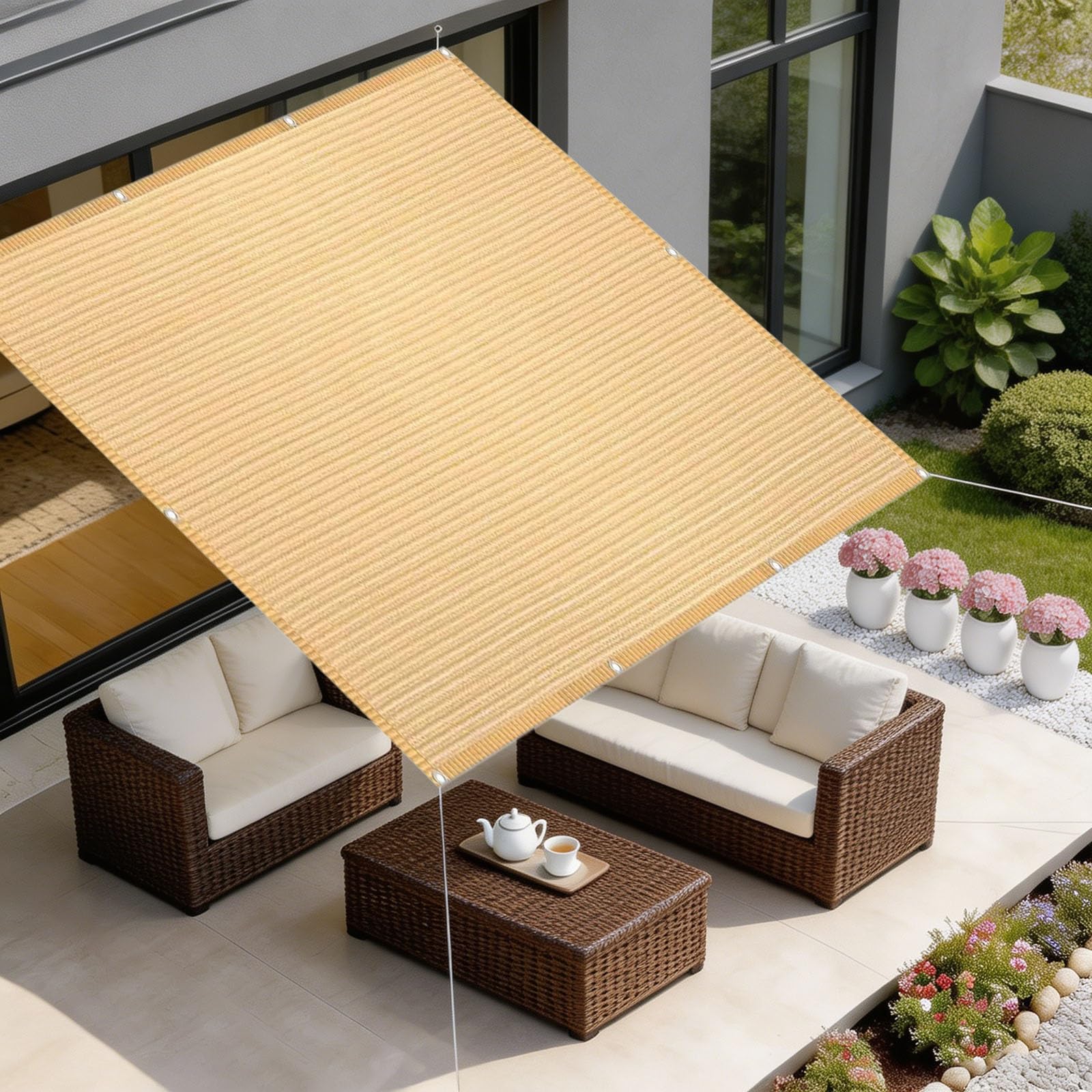 Toile ombrage patio et jardin crème pour des après-midi frais et relaxants