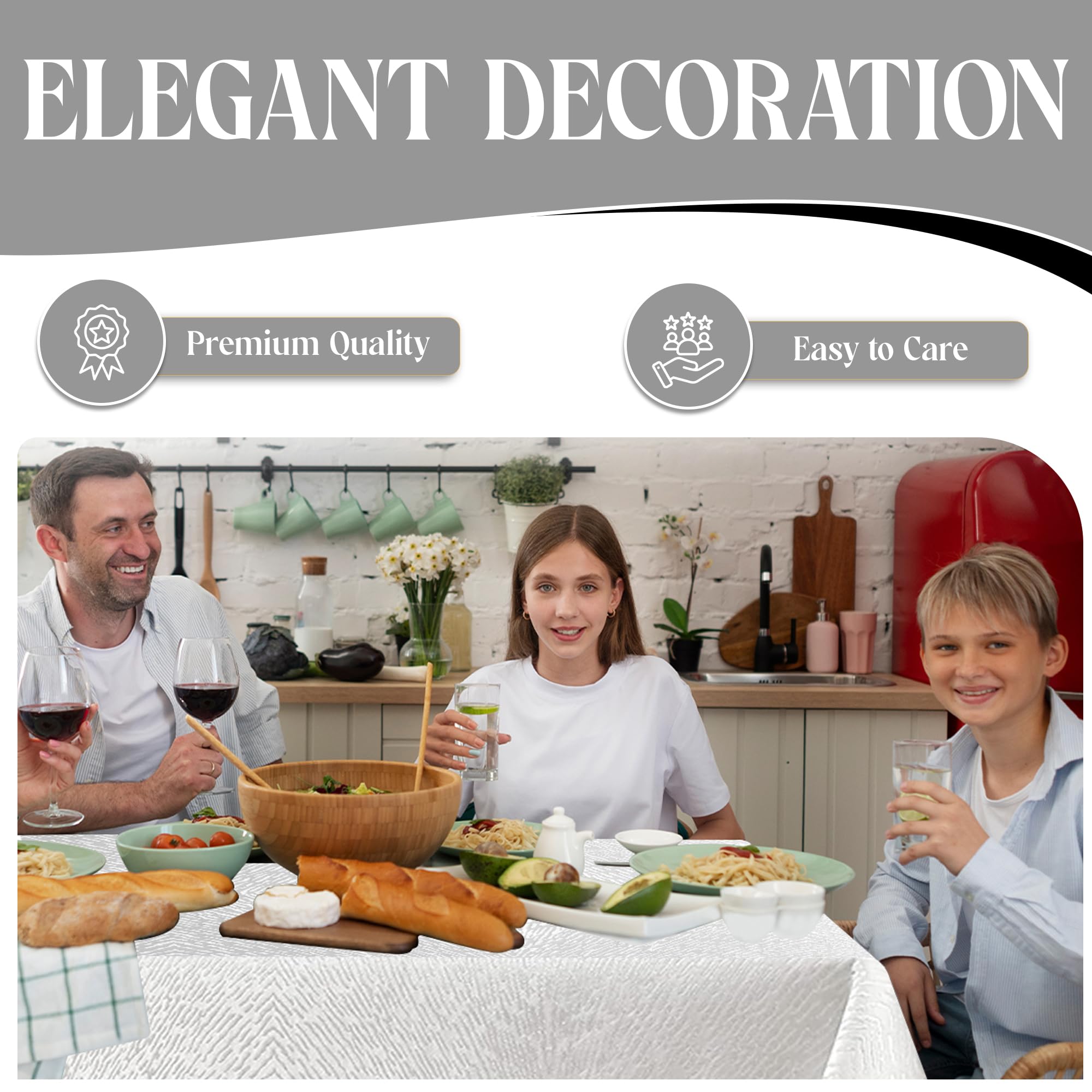 Majestic Giftware Polyester Tablecloths for Rectangle Tables, Drench White, 120 x 70 inch (Rectangular) - Image 3