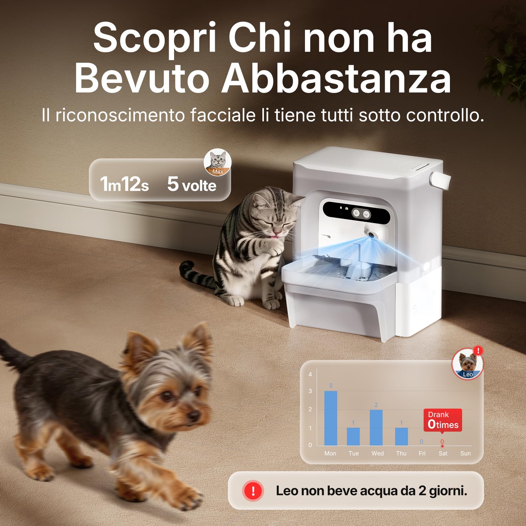 PETKIT EVERSWEET ULTRA Fontanella Intelligente per Gatti 5L, Riconoscimento AI, Controllo App, Ultra Silenziosa 26dB, Separazione Acqua Pulita/Sporca, Vassoio Acciaio Inox, Lavabile in Lavastoviglie