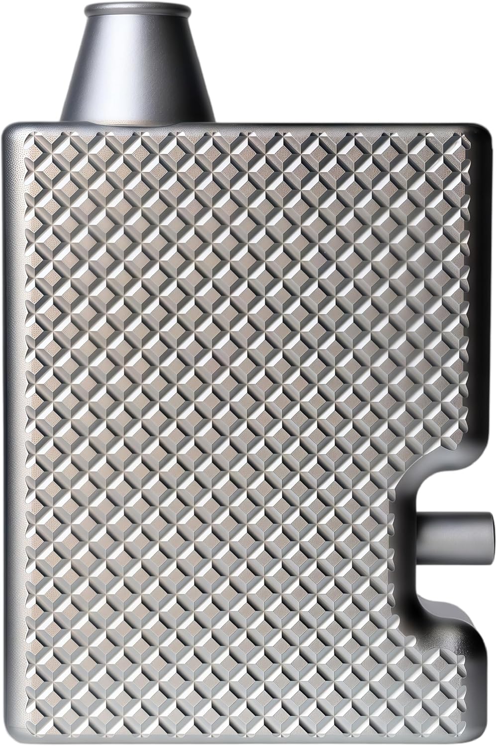 Checkered Pattern Aluminum Container | Dispenser with One-Button Operation | Magnetic Door & Leak-Proof (Matte Silver)