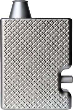 Checkered Pattern Aluminum Container | Dispenser with One-Button Operation | Magnetic Door & Leak-Proof Matte Silver