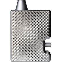 Checkered Pattern Aluminum Container | Dispenser with One-Button Operation | Magnetic Door & Leak-Proof Matte Silver