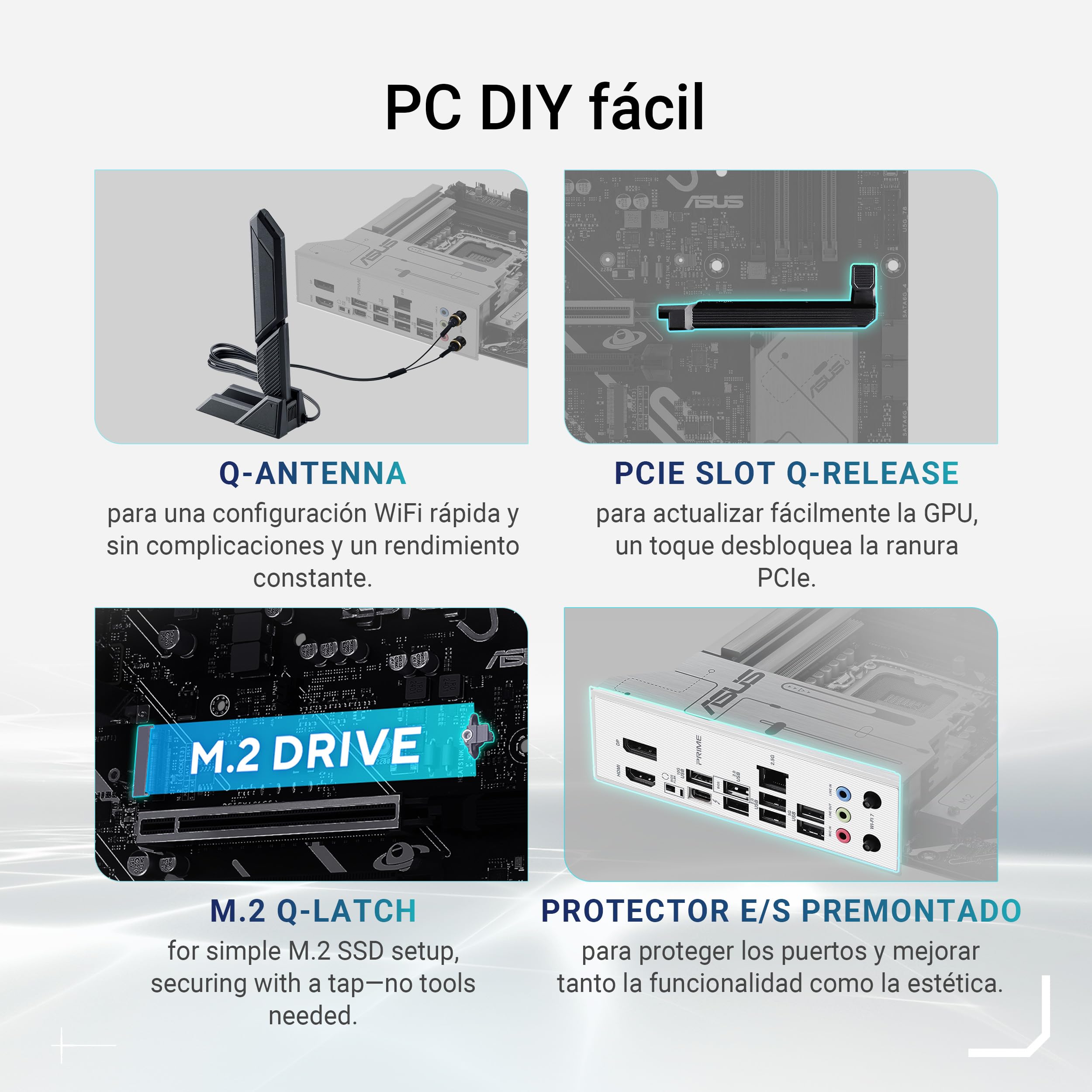 ASUS Prime Z890-P WiFi - Placa Base ATX, 14+1+2+1 (80A) etapas de Potencia, DDR5, PCIe 5.0 Compatible con GPU de última generación, Puerto Thunderbolt 4 USB Tipo-C, Wi-Fi 7, Antena Q