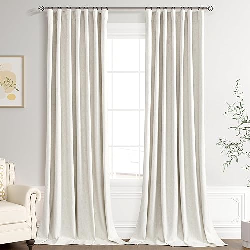 Miniatura 40 de Joywell Cortinas de lino 100% opacas de 45 pulgadas de largo, bolsillo para barra/pestaña trasera, cinturón de gancho/anillos de clip, cortinas de