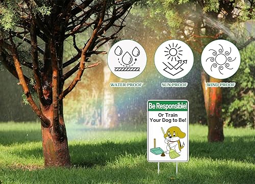 Miniatura 3 de D24TIME Letreros divertidos de No Dog Poop para patio de 8 x 12 pulgadas, letrero de doble cara con estaca de recogida de limpieza después de tu