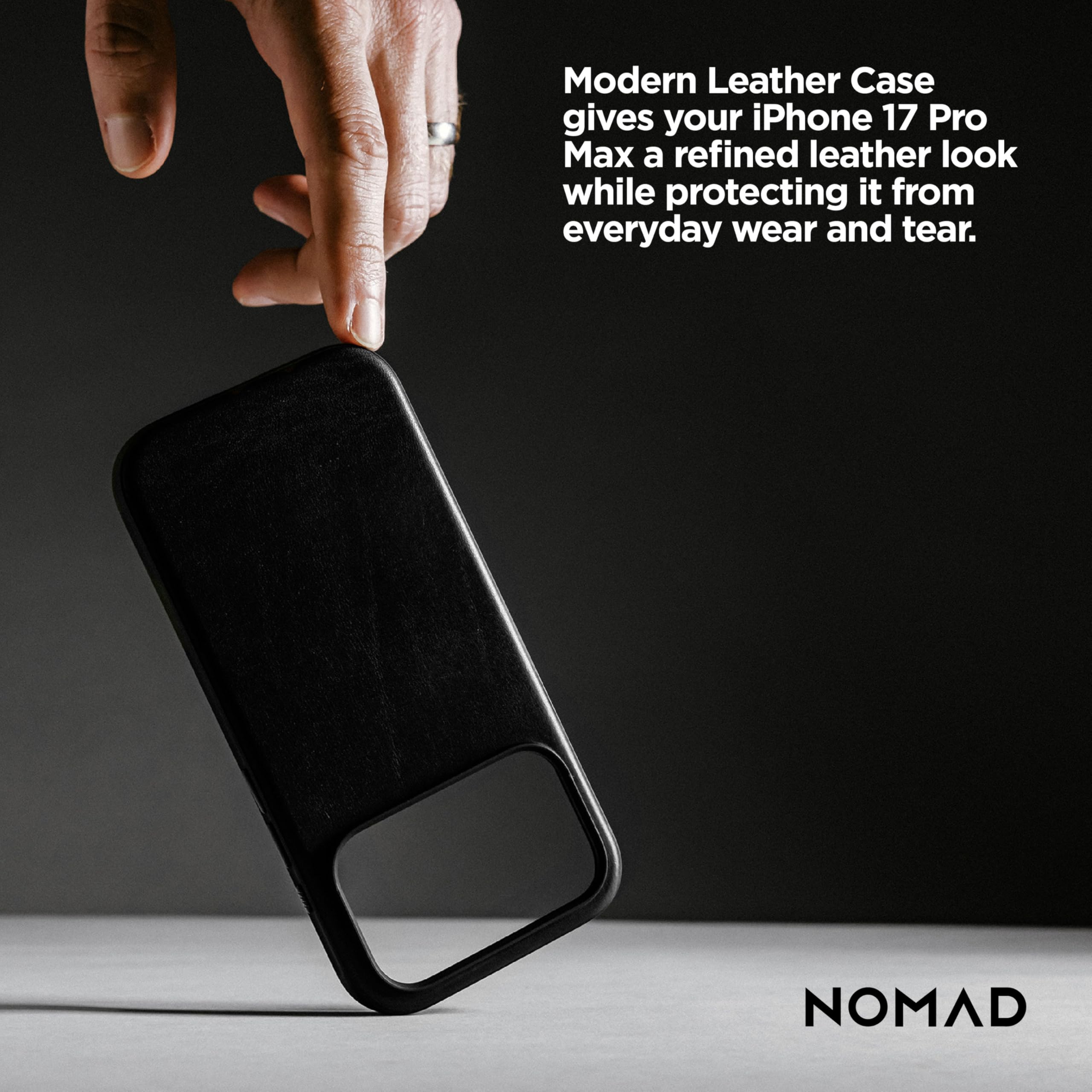 NOMAD Nowoczesne skórzane etui czarne kompatybilne z iPhone 17 Pro Max, skórzane etui Magsafe ładowanie kompatybilne etui na telefon do iPhone'a 17 Pro Max