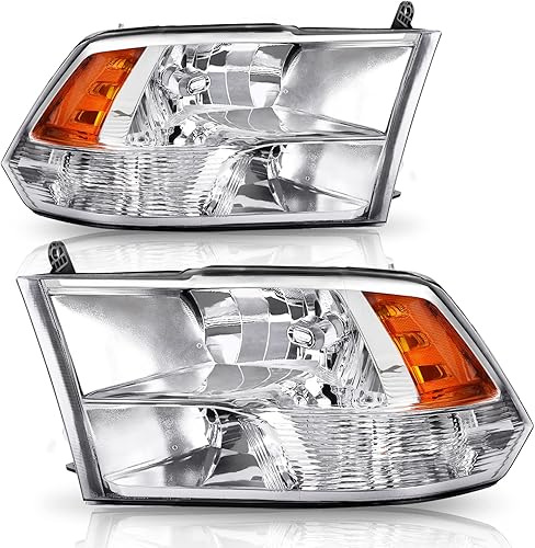 AUTOSAVER88 Montaje de faros delanteros compatible con Dodge Ram 1500 2500 3500, modelo 2009 a 2018. Carcasa cromada con lámparas de circulación