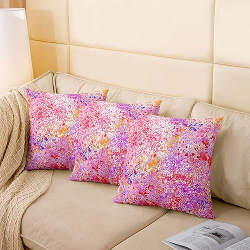 Miniatura 5 de Feelyou Juego de 2 fundas de almohada de color rosa abstracto, 18 x 18 pulgadas, funda de almohada decorativa de teñido anudado de galaxia, fundas