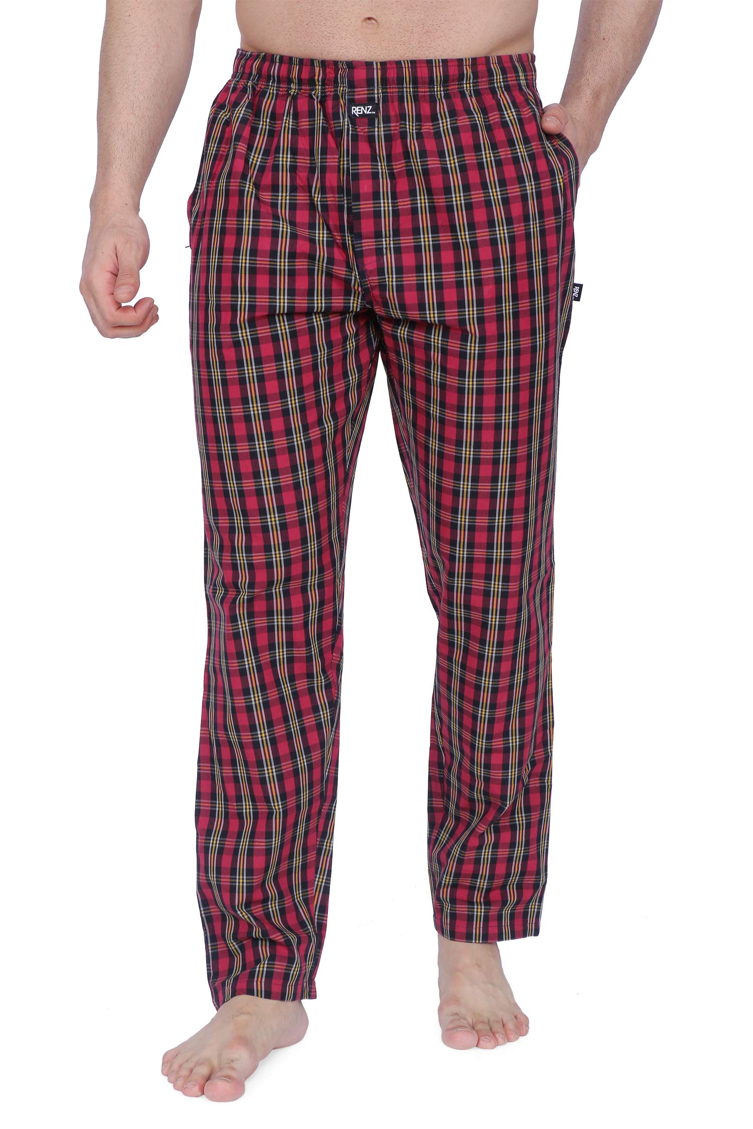 renz | Men's Checks 100% Cotton Pyjamas | Elastic Waist Regular Fit Mens jammies | Light Weight Mens long Pyjamas | Soft Cotton Casual Night wear for Men.-picture-18