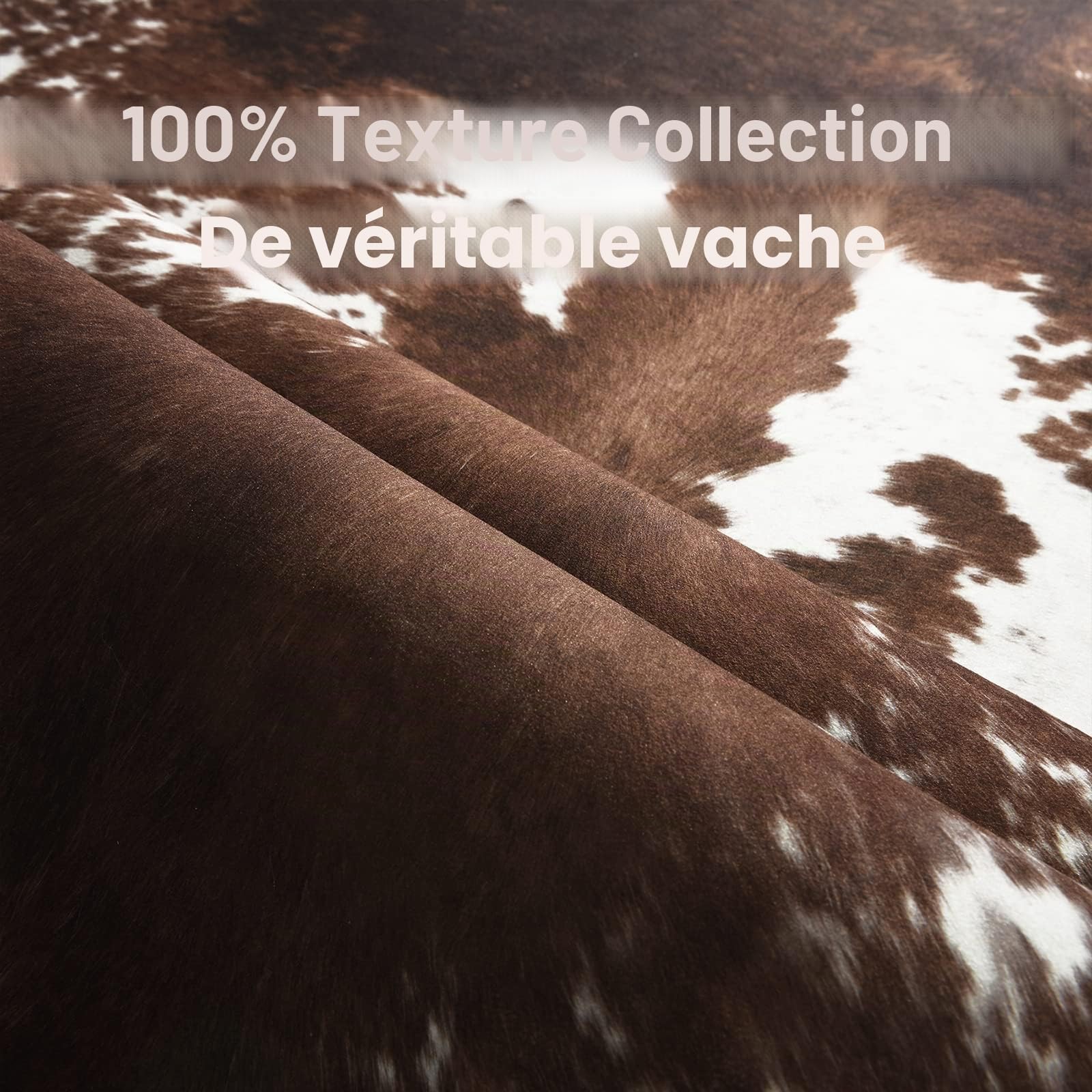 Tapis occidental en peau de vache synthétique pour salon, chambre à coucher, décoration d'intérieur, tapis antidérapant avec peaux d'animaux irrégulières, marron café, 1,6 x 1,9 m