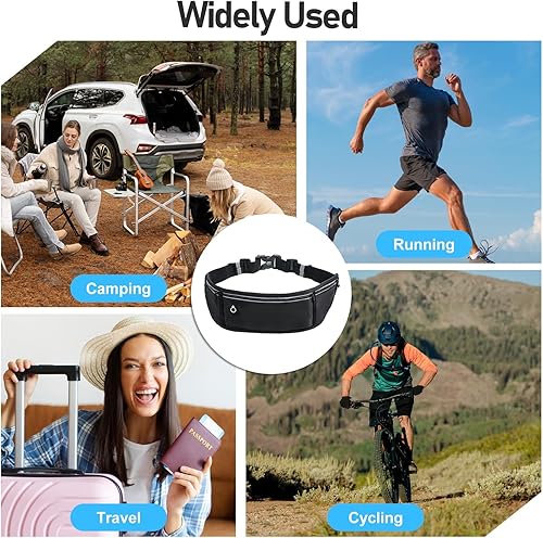 Miniatura 6 de Riñonera delgada para correr para hombres y mujeres, resistente al agua, soporte de teléfono de 3 bolsillos para correr, caminar, ciclismo, cintura