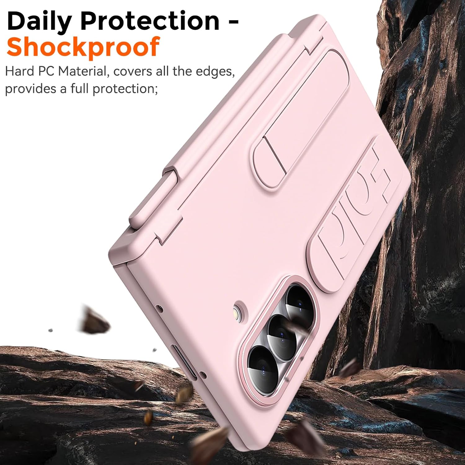 Finger Strap for Samsung Galaxy Z Fold 7 Case with S Pen Holder & Stylus, [Two Hinge Cover] Built inScreen Protector Kickstand Wristband Full Coverage Slim Protective Case for Z Fold 7 Pink