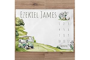 Personalized Baby Boy Golf Month Blanket Sport Nursery Monthly Calendar