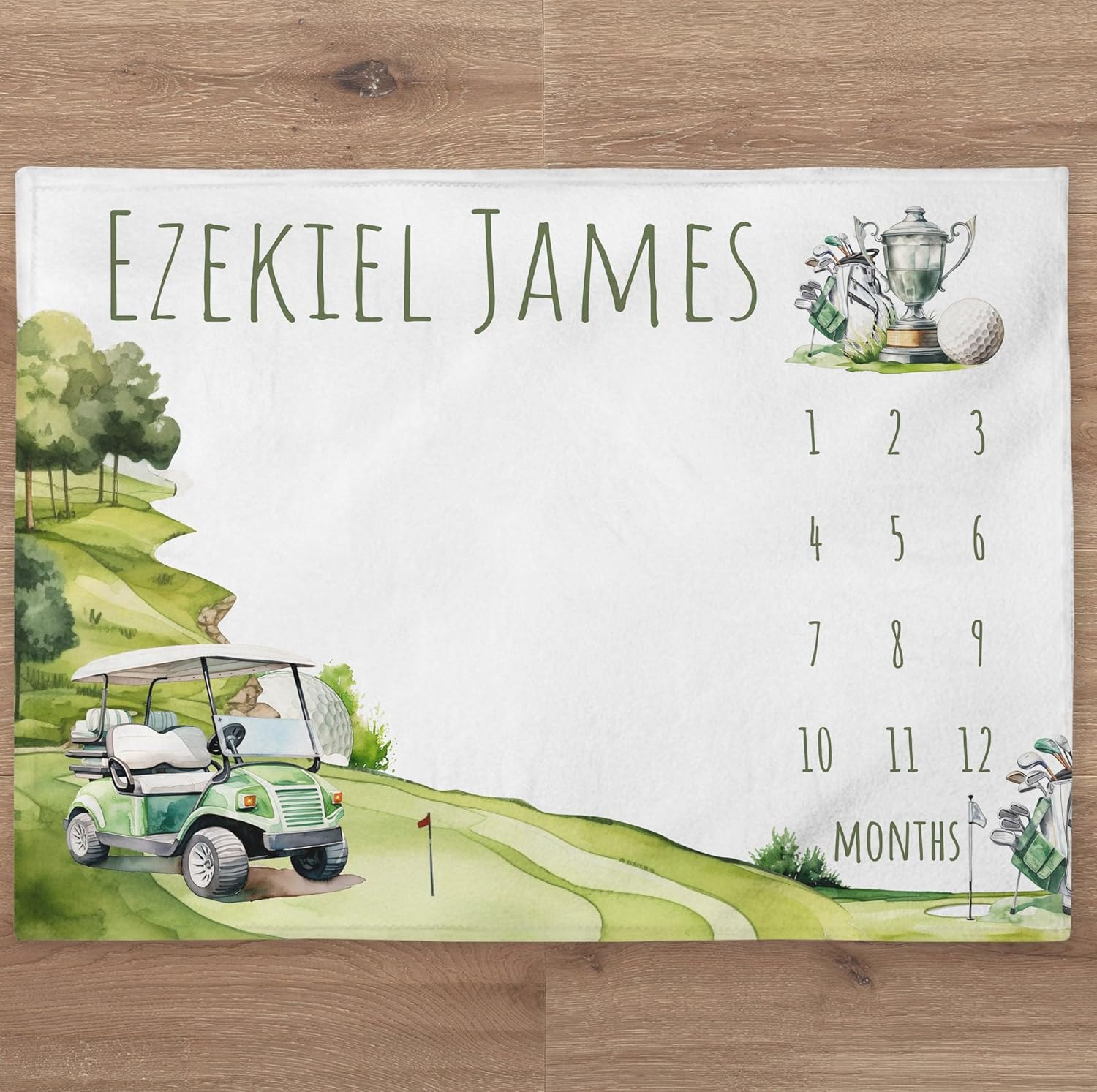 Golf Blanket Personalized Baby Boy Month Blanket Sport Nursery Custom Age Growth Newborn Calendar Tracker New Mom HHQ63_BLKBB02_1