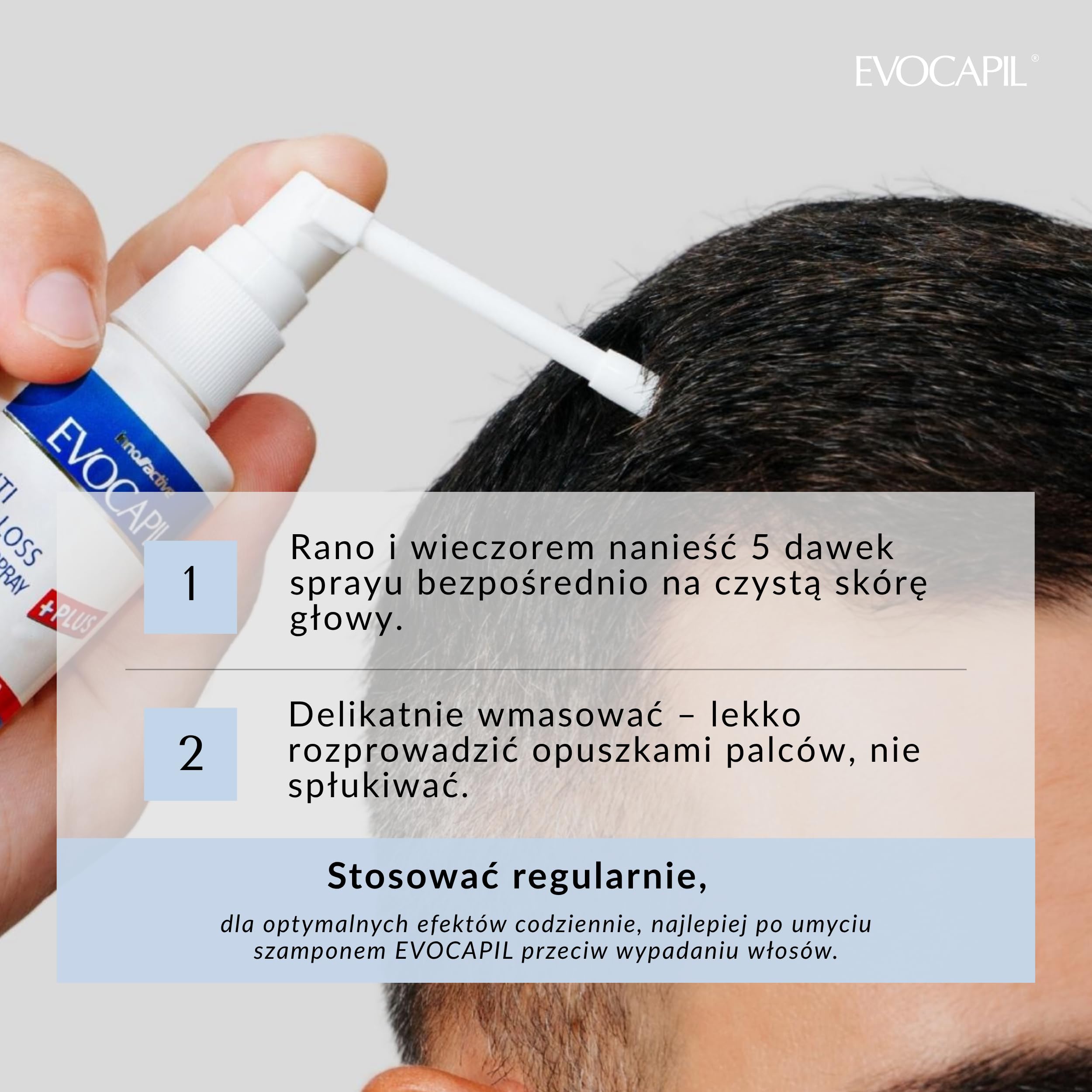 EVOCAPIL Plus Spray przeciw wypadaniu włosów – 5% Procapil i kompleks witaminowy – wzmacnia cebulki włosów, wspomaga wzrost włosów – spray na porost włosów – 1 opakowanie