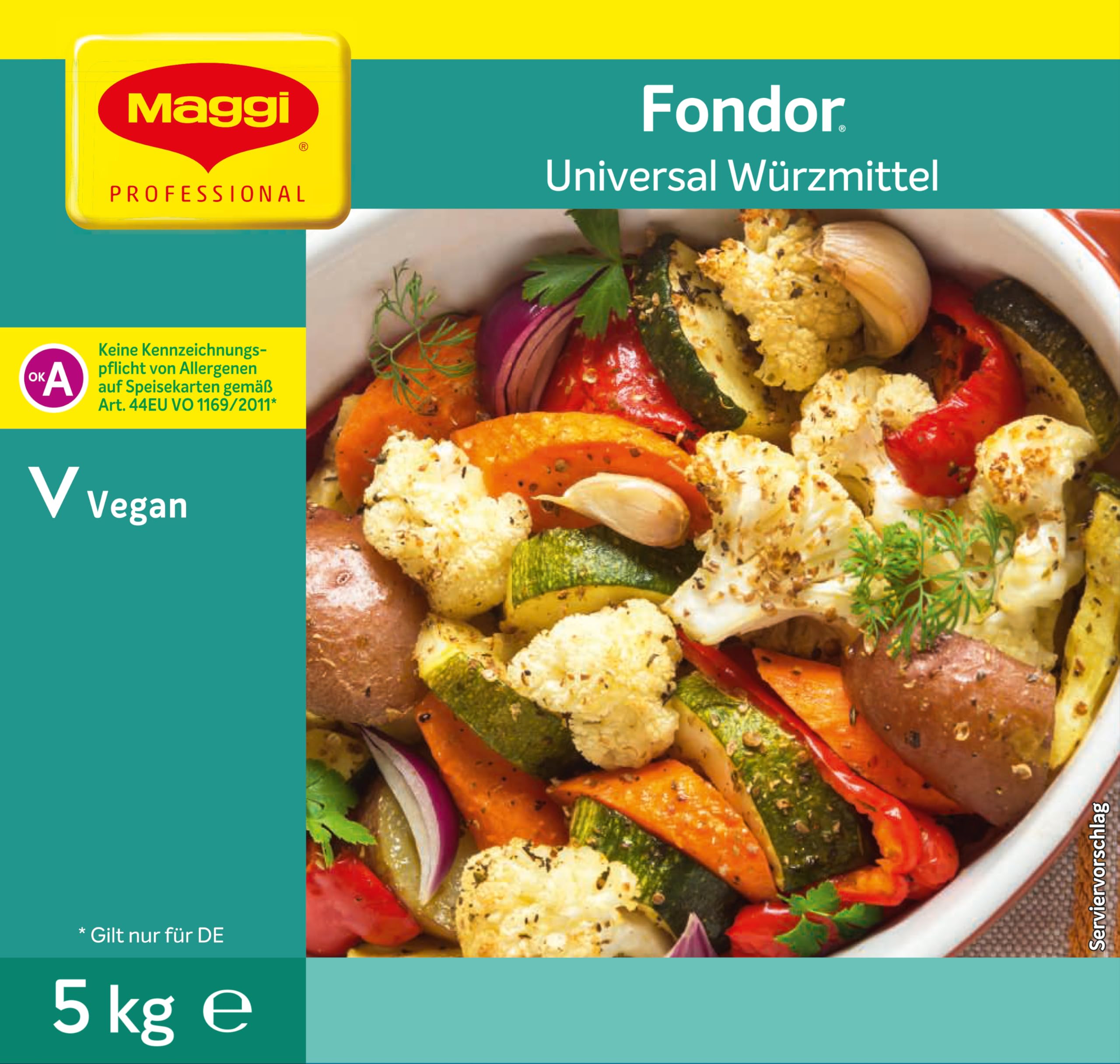 MAGGI Professional Fondor Universal-Würzmittel, keine kennzeichnungspflichtige Allergene, vegan, 1er Pack, (1 x 5kg Eimer)