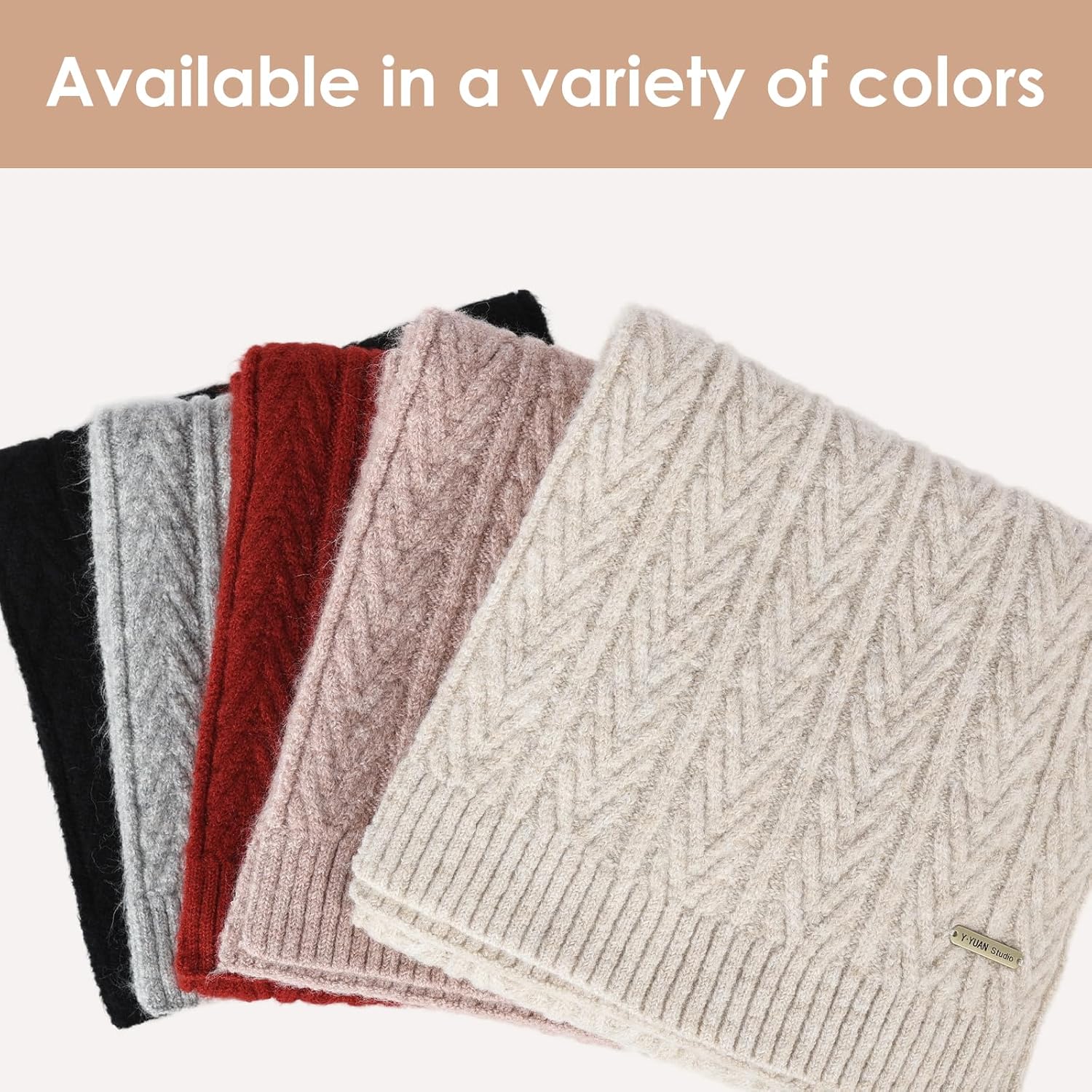 Surblue Winter Chunky Knit Scarf Thick Warm Cable Herringbone Pattern Wrap Long Classic Fashion for Women and Men - Image 6