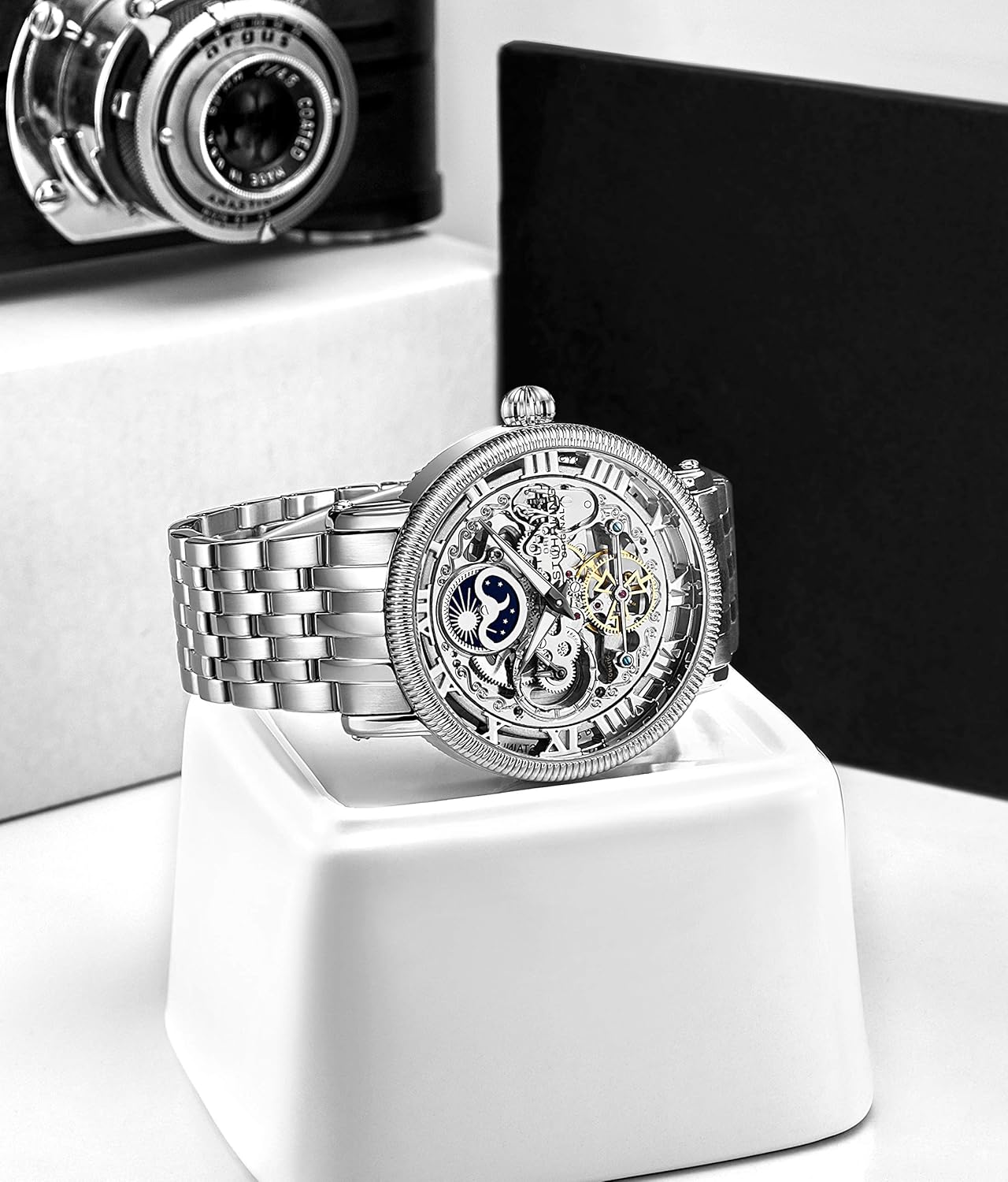 Amazon Stuhrling オリジナル メンズ 自動腕時計 スケルトン アナログダイヤル シルバーアクセント デュアルタイム Am Pm サンムーン ステンレススチールブレスレット 3922腕時計 メンズコレクション シルバー 49 Mm スケルトン腕時計 自動巻き腕時計 メンズ Amazon Stuhrling オリジナル メンズ 自動腕時計 スケルトン アナログダイヤル シルバーアクセント デュアルタイム Am Pm サンムーン ステンレススチールブレスレット 3922腕時計 メンズコレクション シルバー 49 Mm スケルトン腕時計 自動巻き腕時計 メンズ