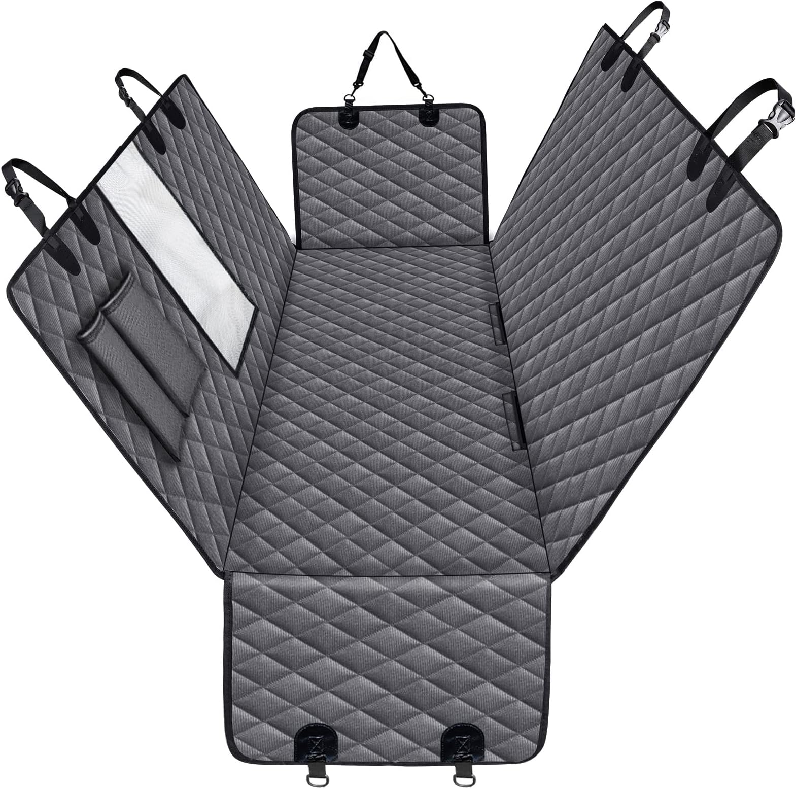 Dog Car Seat Cover - Heavy Duty Waterproof 600D Oxford Cloth Hammock for Car Backseat with Mesh Window