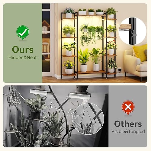 Miniatura 2 de C1 - Soporte para plantas de interior con 6 luces de crecimiento, soporte de metal grande de 6 niveles, estante para plantas de 55 pulgadas de alto