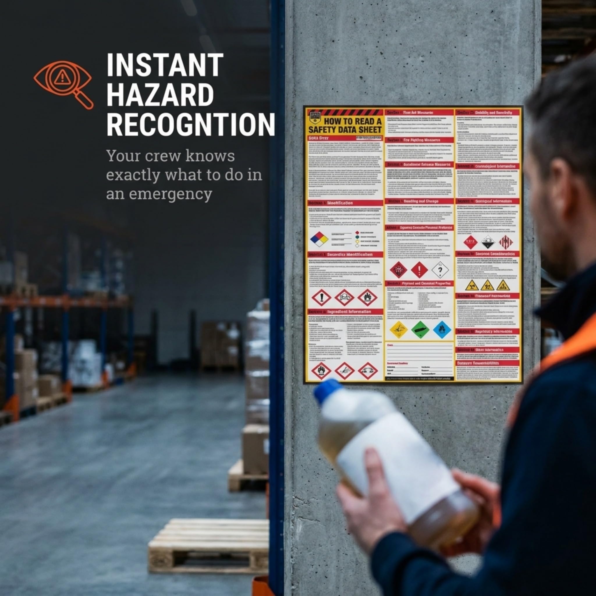 SDS Display Rack with Heavy Duty 3 Inch Ring Binder Wire Rack Station Sign Chain Mounting Hardware and Poster | MSDS Safety Data Sheet Complete Kit Holds 600 Sheets Wire Rack Display Sign Cha product thumbnail 5