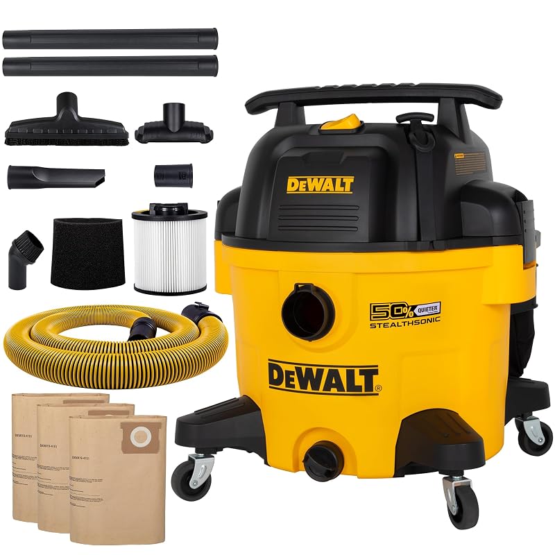 Aspirador de Pó e Líquidos DEWALT DXV09P-QTA STEALTHSONIC 34,1 L com Motor de Baixo Ruído