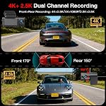 4K Dash Cam Front and Rear Camera,4K+2.5K Dual Dashcam for Cars with 3.16''IPS,64GB Card,Built-in GPS,5GHz WiFi & App Control,Time Lapse,Parking Mode,G-Sensor,Loop Recording,WDR,Night Vision