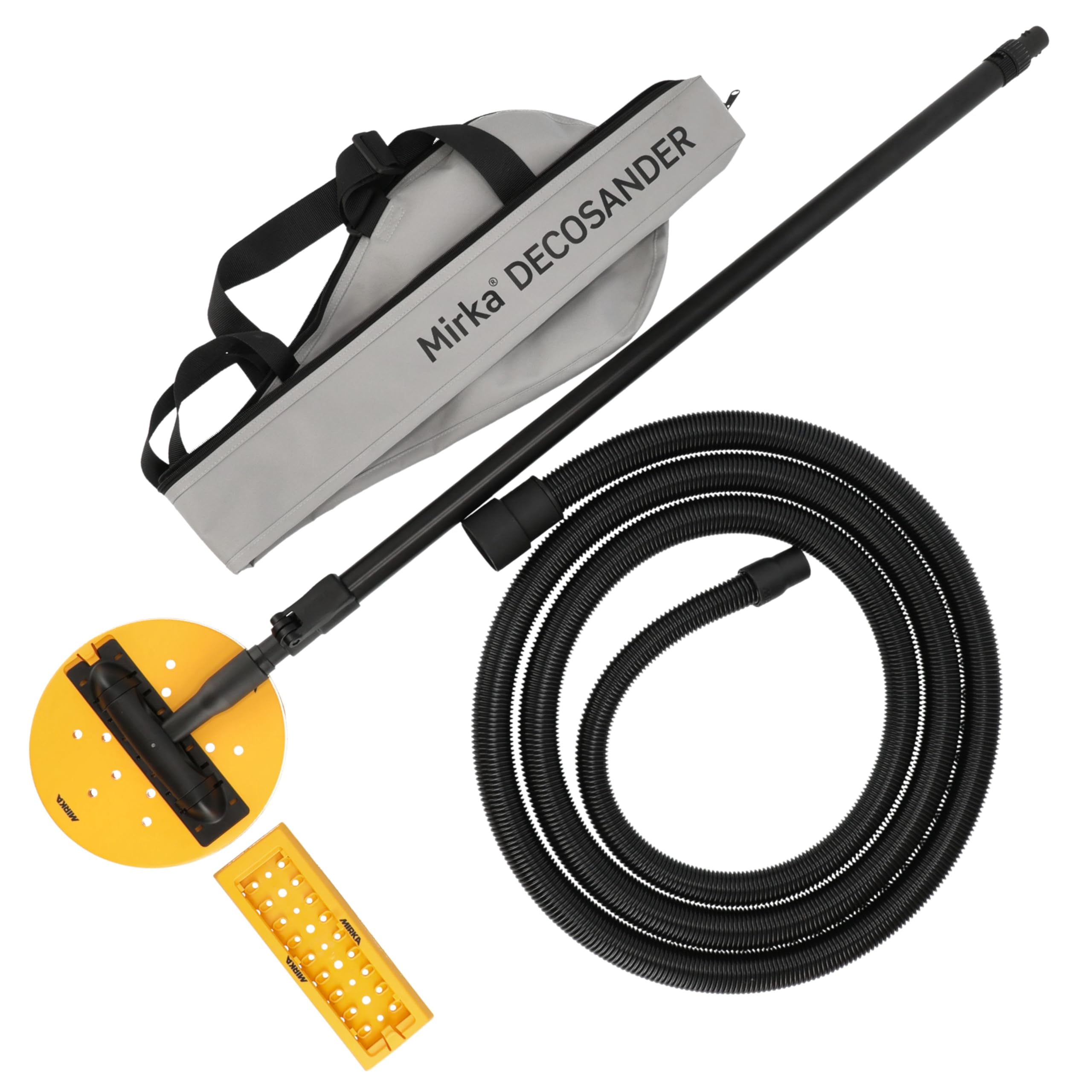Mirka DecoSander levigatrice con asta telescopica senza polvere per una finitura liscia su pareti e soffitti, cartongesso, lavori di dettaglio / 80x230mm e Ø 225mm tampone di levigatura/a strappo