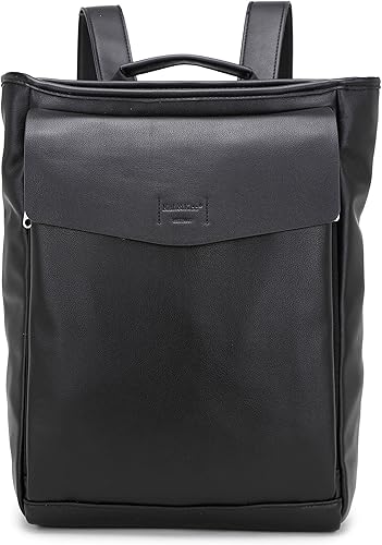 Kah&Kee Feaux - Mochila de cuero para mujer, mochila casual de viaje con compartimento para laptop, 13 pulgadas, Negro, M, Casual